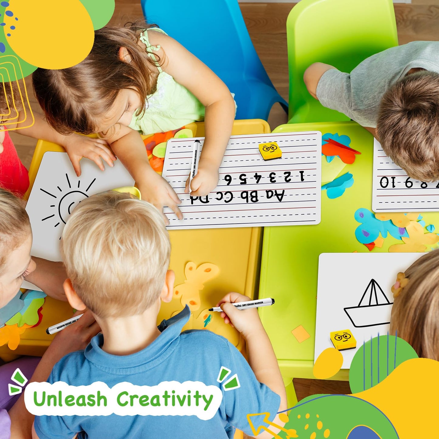 Ohuhu Small White Boards for Kids, 25 Pack, 9 x 12 Inch Mini Whiteboards for Students, Teacher &Classroom, Double Sided Lined/Plain Dry Erase Board Set - Includes 25 Boards, 25 Markers, 25 Erasers