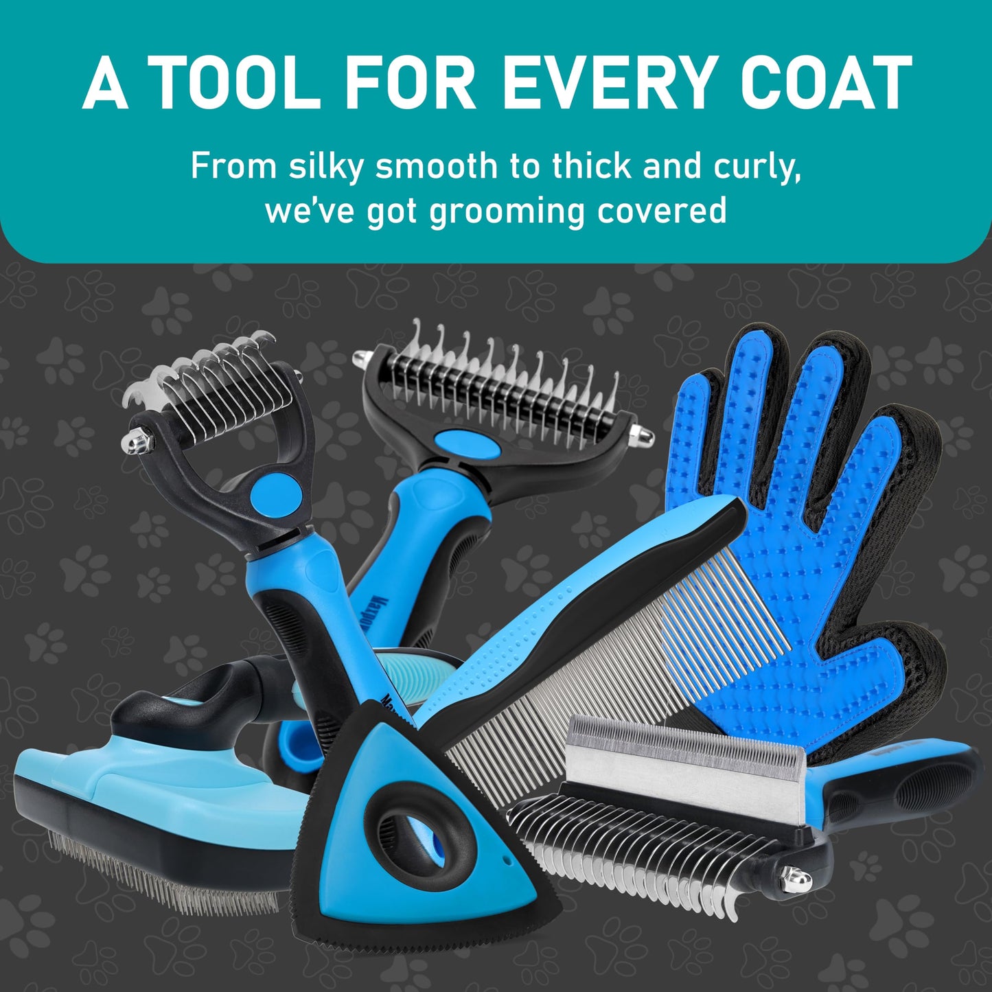 Maxpower Planet Pet Grooming Brush - Dog Grooming tools Bundle (Rake and Gloves and Comb)