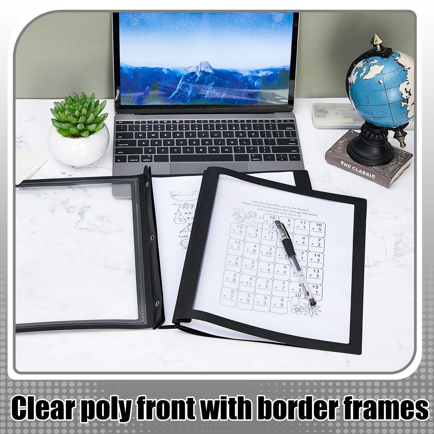 Teling 36 Pcs Clear Front Report Covers Black Plastic Report Cover Letter Size Folders with Prongs Bulk Presentation Binder 3 Prong Resume Portfolio Folder for Presentation Document and School Use