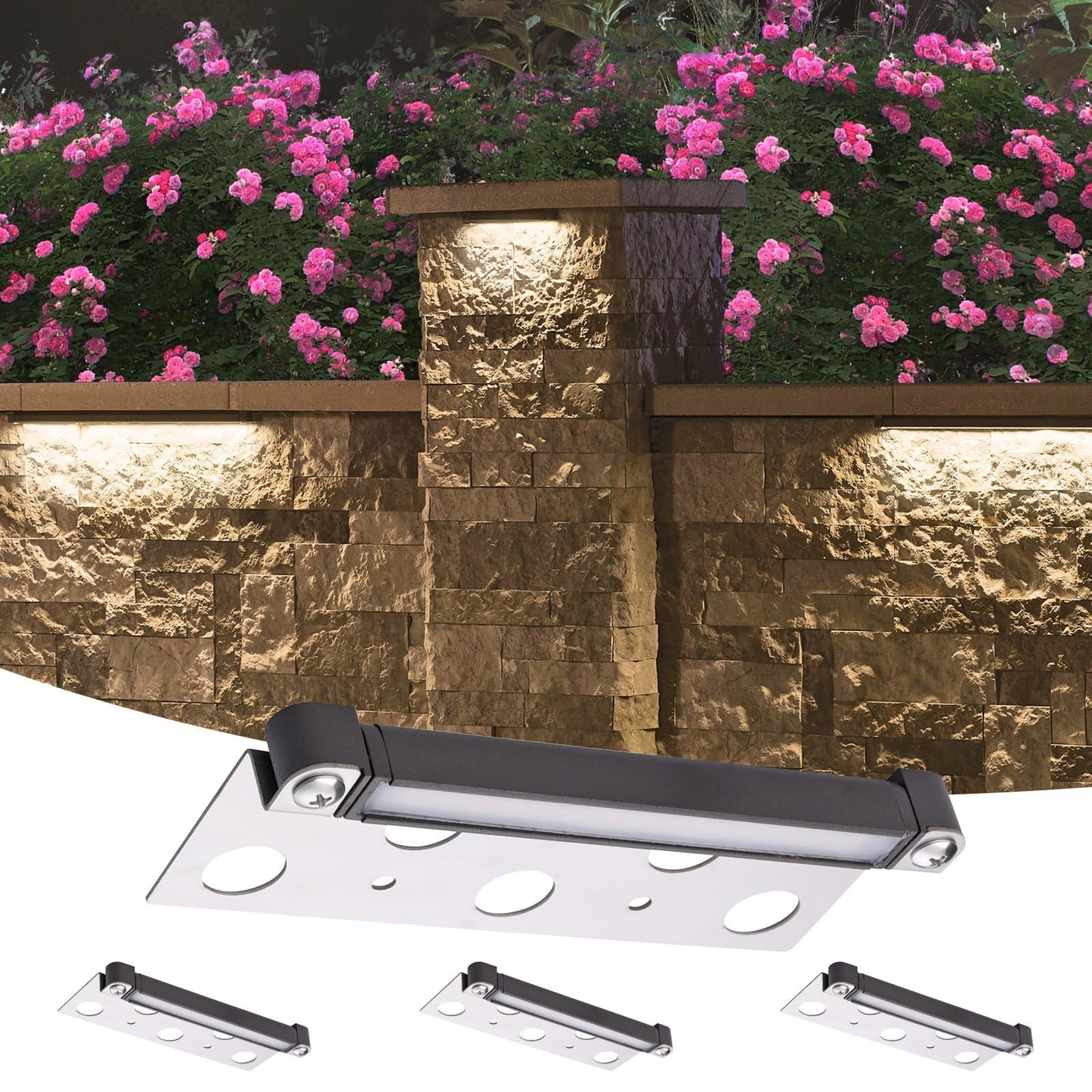 JOMITOP 1.5W Deck Step Light 7 Inch,LED Hardscape Paver Light, Warm White 2700K, 12V Low Voltage AC/DC, Garden Pathway Light Outdoor IP65 Waterproof 4 Pack