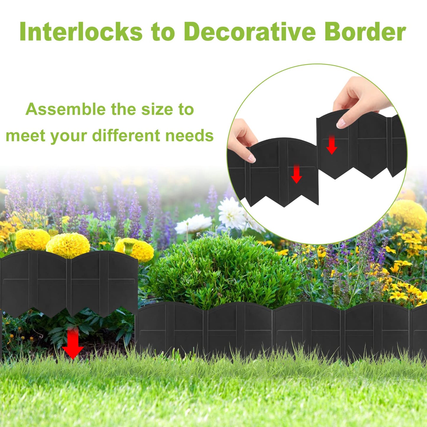 Vashly 20 pcs 10.17ft x5.9Inch H with 20 Spikes No Dig Plastic Lawn Edging Garden Edging Border Landscape Edging Kit, for Outdoor Patio Pathway,The Yard,Lawn Garden Flower Bed Border Edging