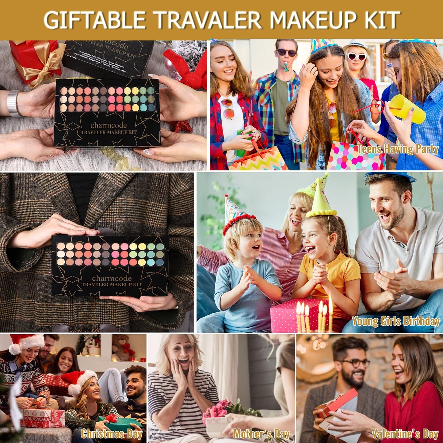 CHARMCODE Professional All in One Makeup Kit Full - 186 Colors Make Up Palette Gift Set Including Eyeshadow, Lip Gloss, Concealer, Highlighter, Contour, Brow Powder, Mascara, Blush & Brush,Multicolor