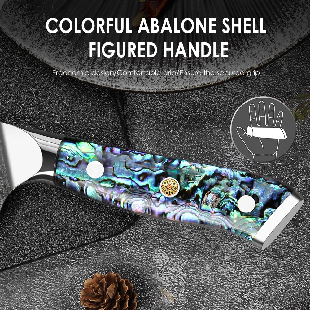 Damascus Chef Knives 3 Piece Kitchen Knife Set Damascus Steel Professional Chef's Knife – Razor Sharp Cleaver Set with Ergonomic Natural Resin Handle Cooking Knife