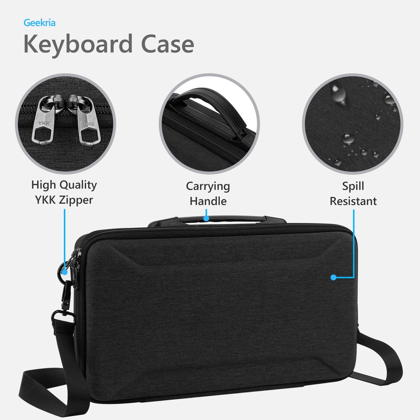 Geekria 65% Keyboard Hard Shell Case, Compatible with Razer Huntsman V3 Pro Mini, ASUS ROG Falchion Ace HFX 65%, Keychron Q2/ Q2 Pro/ V2, Travel Carrying Bag for 68 Keys Keyboard (Dark Gray)