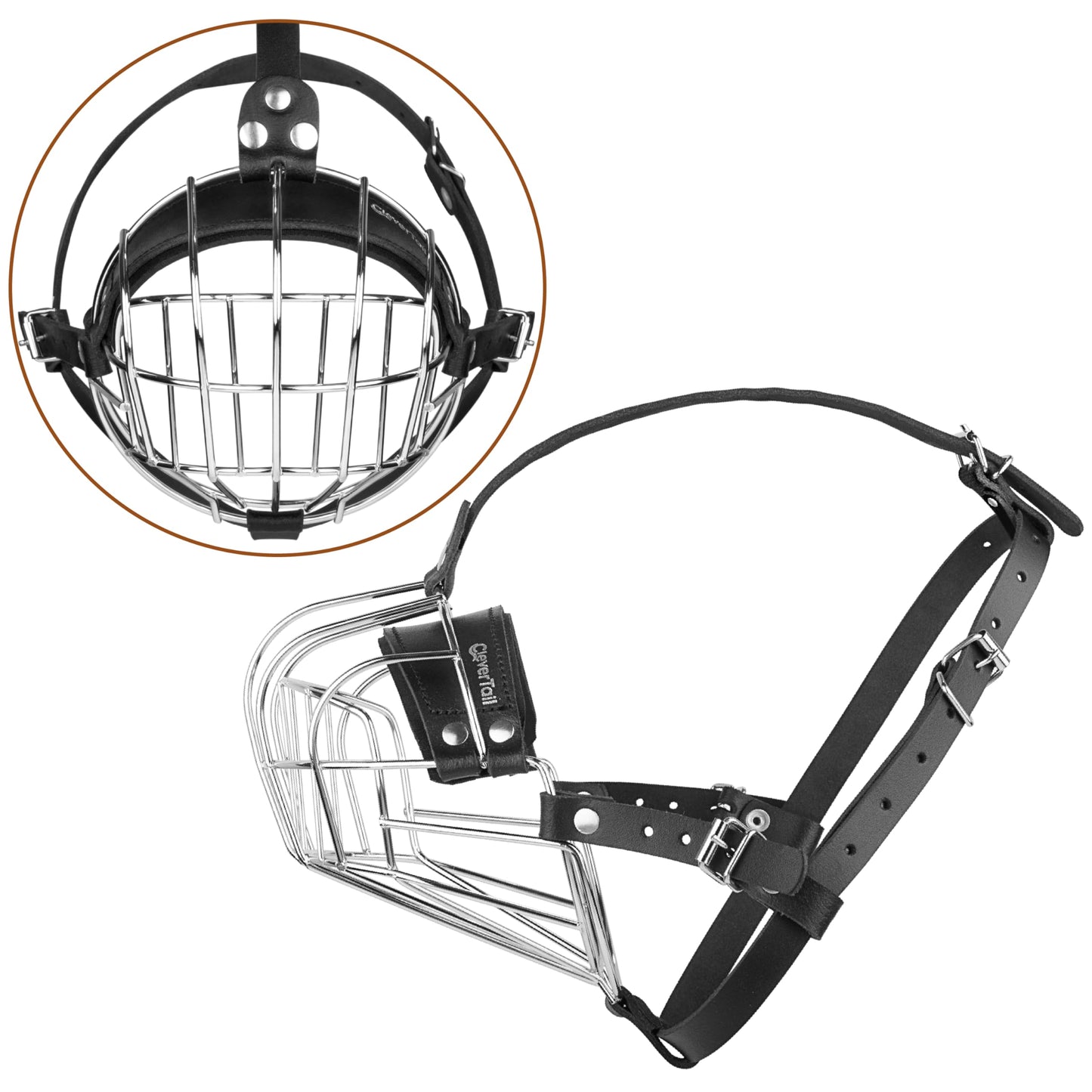 CleverTail Metal Muzzle for Boxer Dog Breed – Bite Proof Boxer Muzzle for Medium and Large Sized Dogs – Steel Wire Basket Muzzles for Dogs English Bulldog, American Bulldog etc.