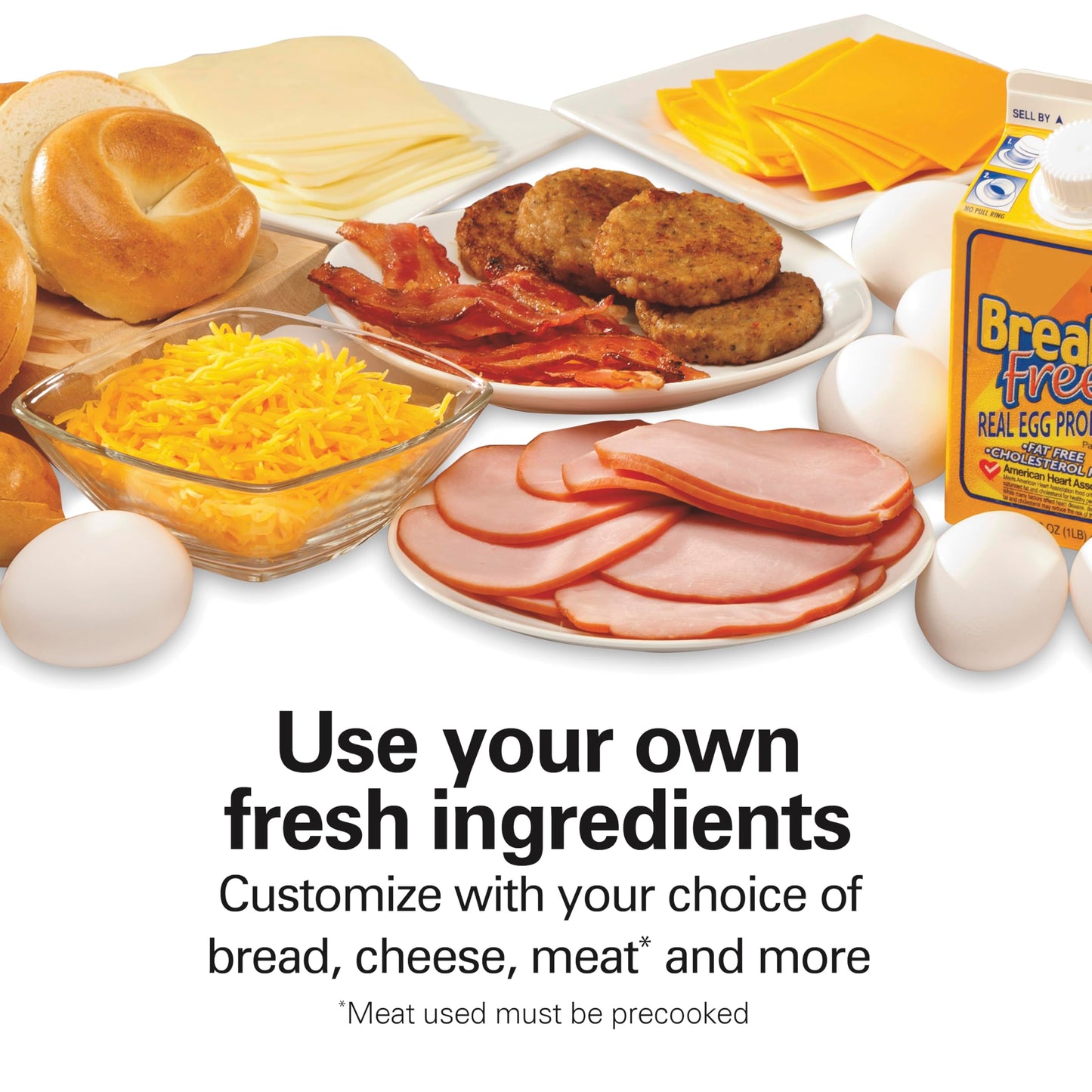 Hamilton Beach Dual Breakfast Sandwich Maker with Timer, Ready in 5 Minutes, Removable Dishwasher Safe PFAS-Free Non-Stick Egg Cooker Ring, Silver (25490C)