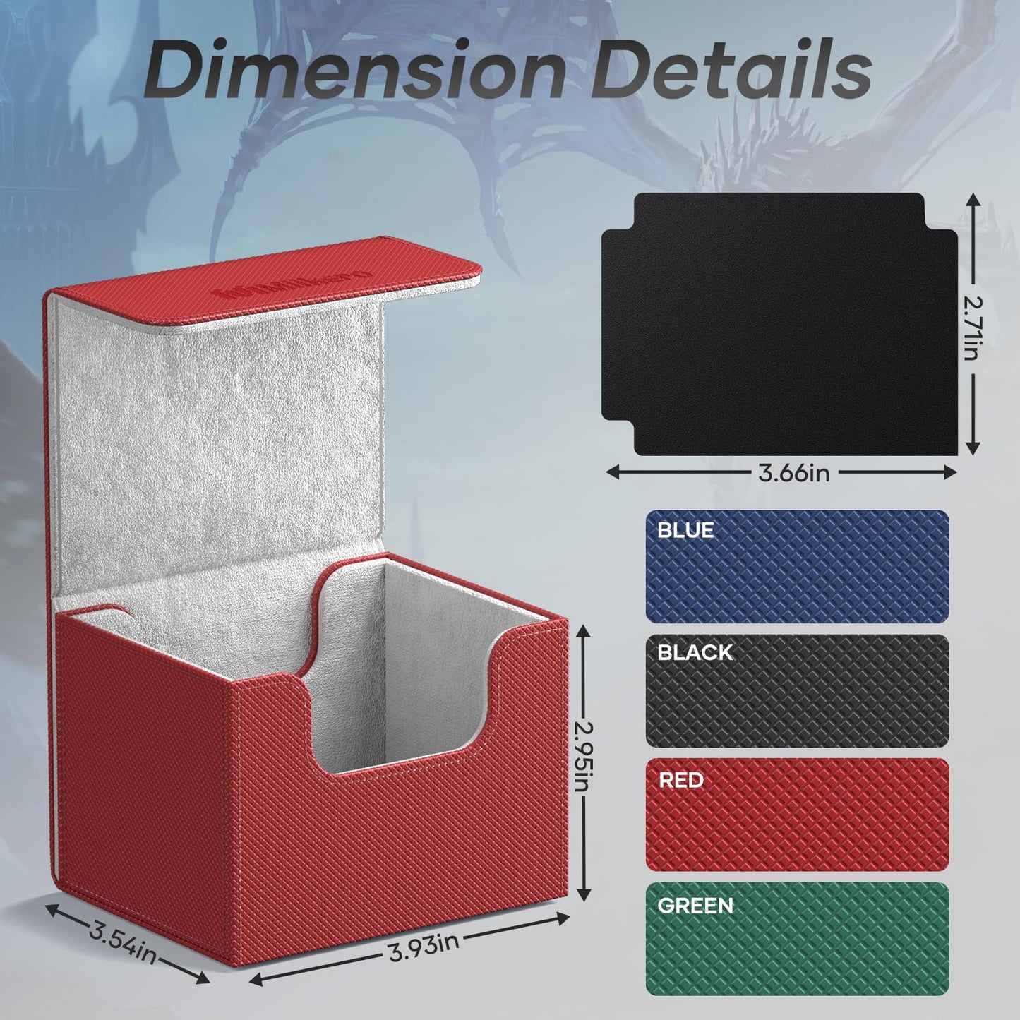Mlikero 4 Pack Card Deck Box, Commander Deck Box Holds 400+ Double-Sleeved Cards with 4 Dividers, Leather Magnetic Closure Card Box for MTG, TCG (4 Colors)