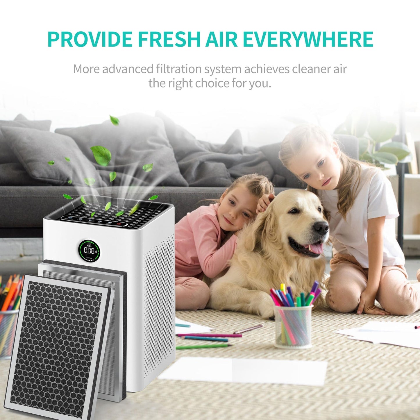 4 X JF260 Replacement Filter Compatible with JF260 Air Purifier and AP1273 Air Purifier, 3-in-1 Filtration System H13 True HEPA Filter and Activated Carbon Filter, Part # JF260-RF,Silver 4 Pack