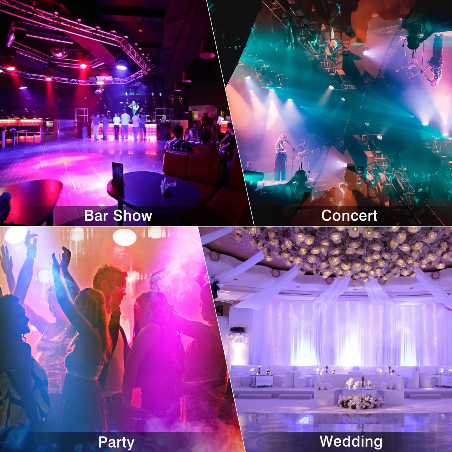60 LED Par Lights DMX - 90W RGB Stage DJ Par Light Remote Control Sound Activated Auto Play Uplights for Events Church Club Wedding Party Mobile Music Live Show Entertainment Stage Lighting