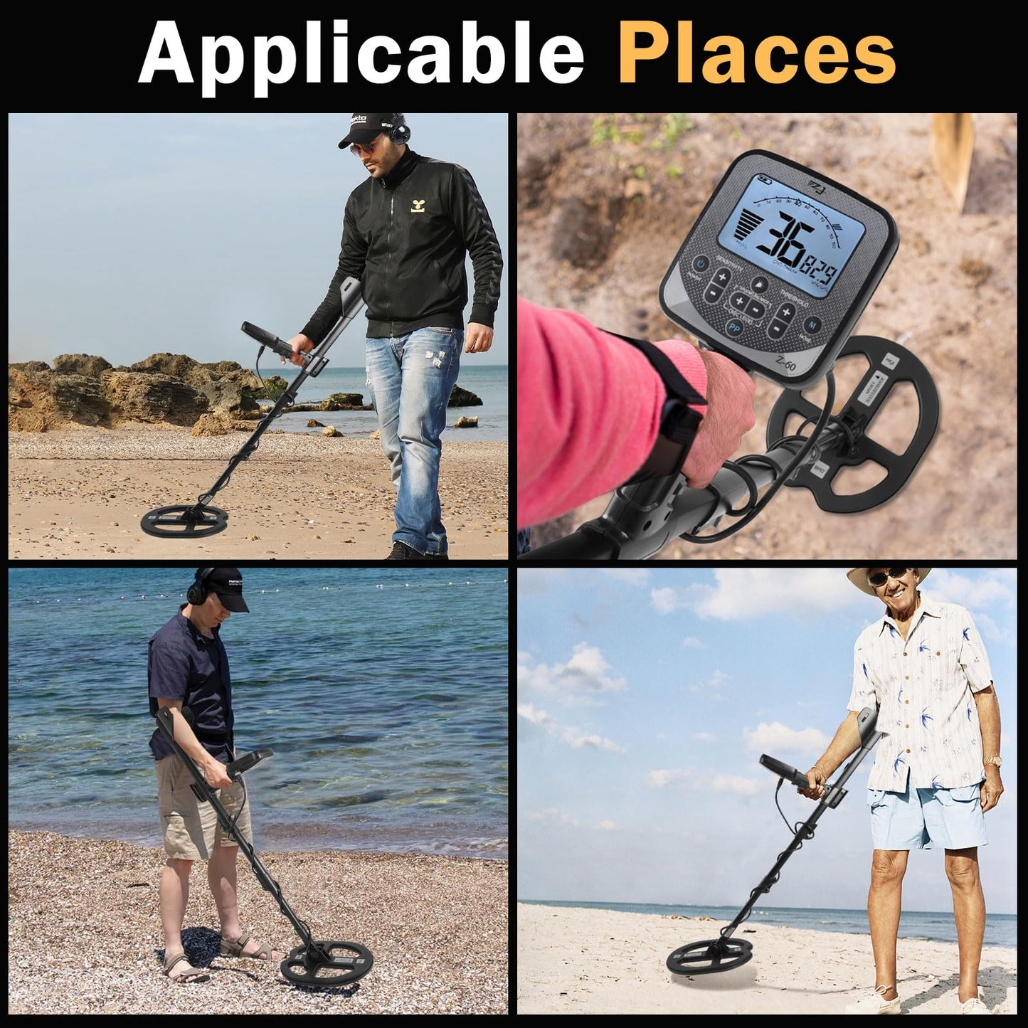 16" Detection Depth Metal Detector for Adults,High Accuracy Professional Metal Detector kit with Double-D Waterproof Coil,19.2 kHz Beach Metal Detector and Pinpointer,4 Professional Modes,LCD Display