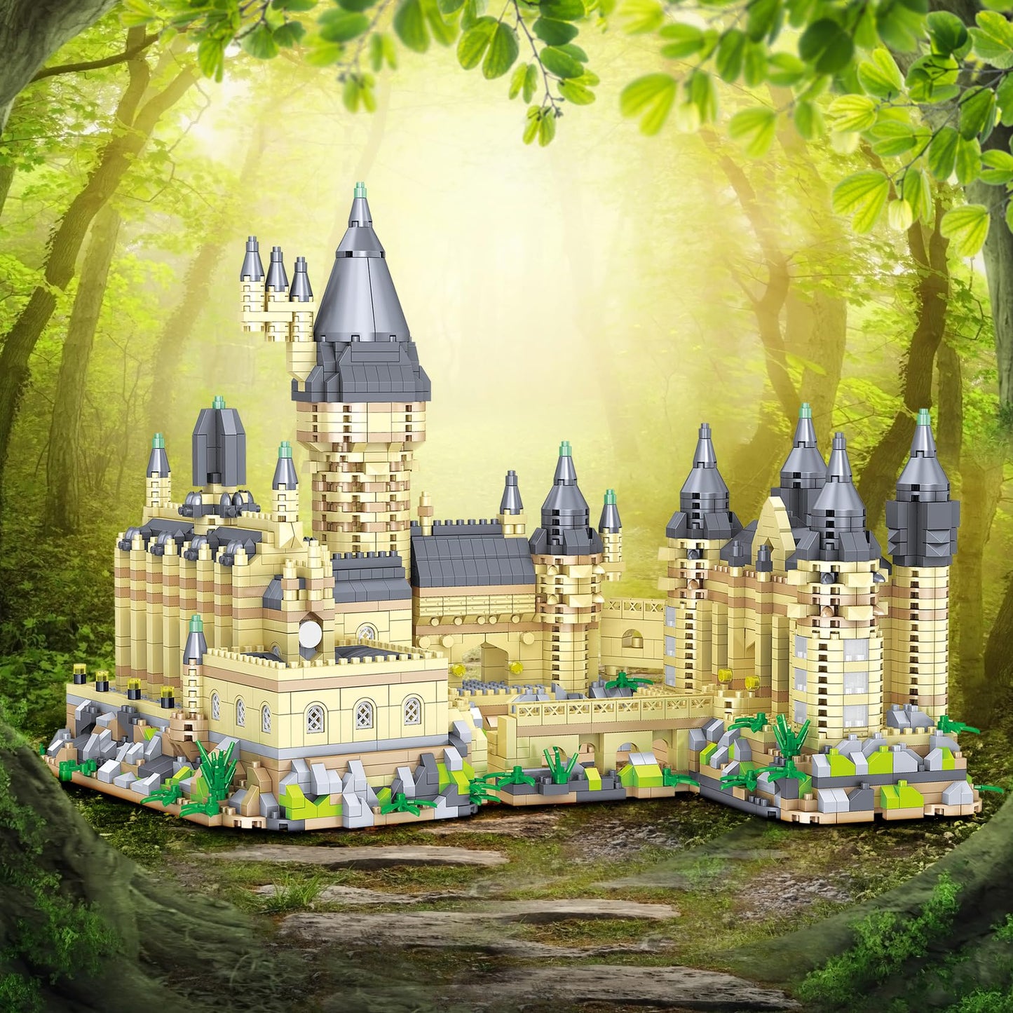 3000+PCS Micro Mini Blocks Magic Castle Building Blocks Toys,Creative Ideals Hog Tower Building Sets, Best Choice for 14+ Boys, Girls or Adults