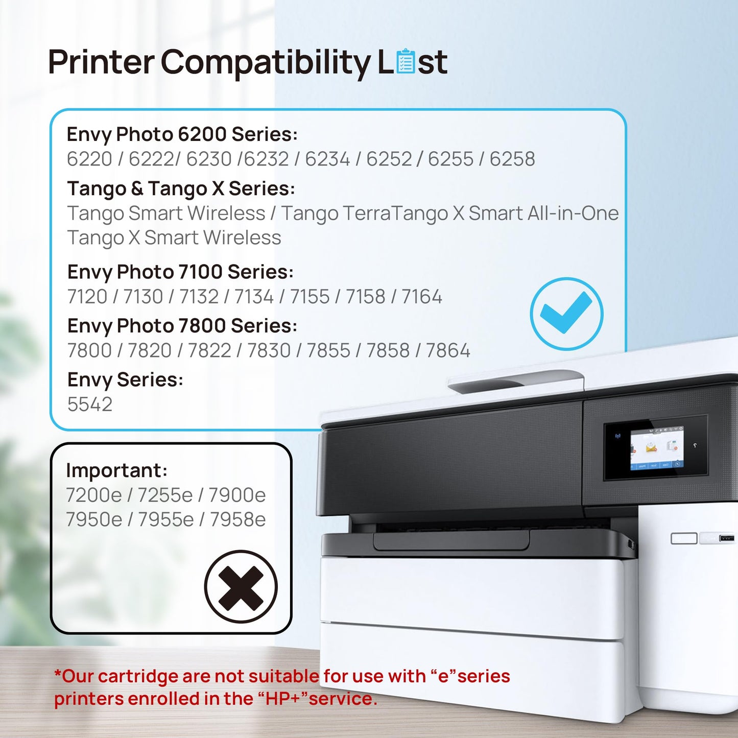 64XL Ink Cartridge for HP Printer Ink 64 XL Cartouche Encre for HP64XL Combo Pack Compatible for HP Envy 7155 7200 7255 7820 Series 7800 7822 7855 7858 Tango X Terra Printer (Black, Colour)