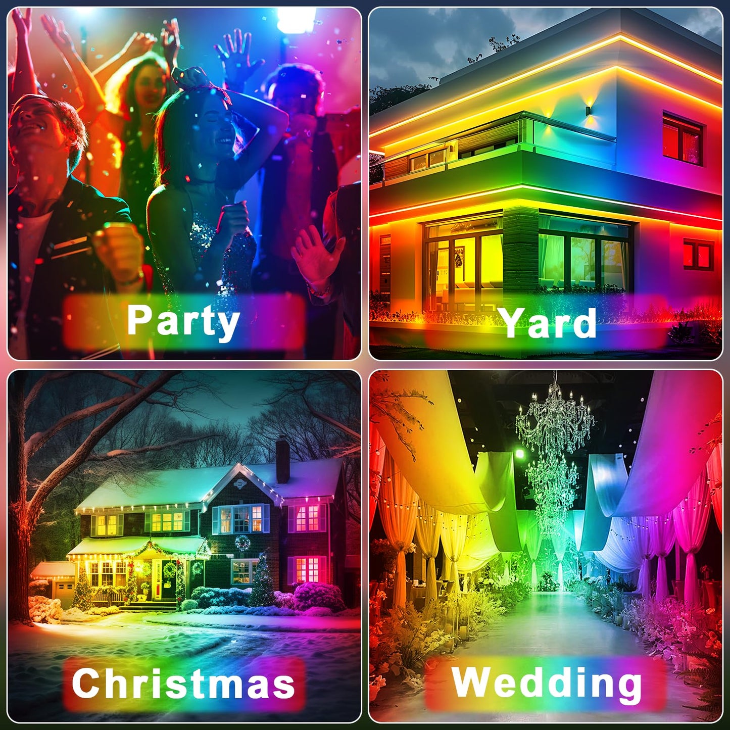 2 Pack LED Flood Light Outdoor 60W Equivalent 6000LM RGB Floodlight with APP Control, DIY Scenes, Timing, Music Sync, IP66 Waterproof Outdoor Lights