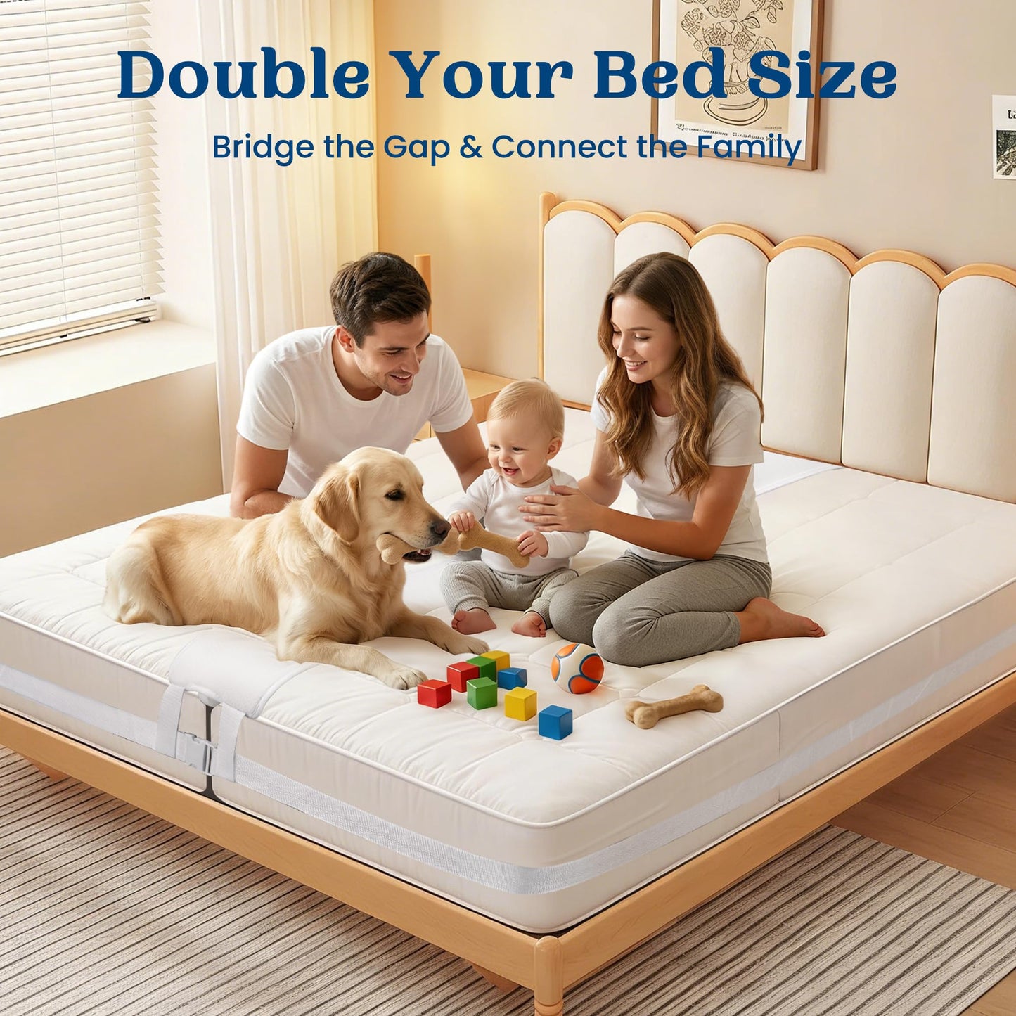 FeelAtHome 12 Inch Wide Bed Bridge Twin to King Converter Kit - Twin Bed Connector King Maker - Bed Gap Filler to Make Twin Beds Into King - Mattress Connector with Strap for Guests Stayovers