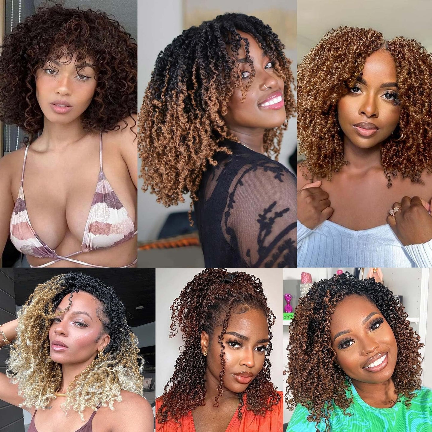 FFDDear 12 Inch Pre-Looped Yanky twist crochet hair 8 Packs Fluffy Spring Mini Twis Crochet Hair Passion Twist with curly crochet hair Natural Black Braids Hair for women extension(12 Inch, 1B)