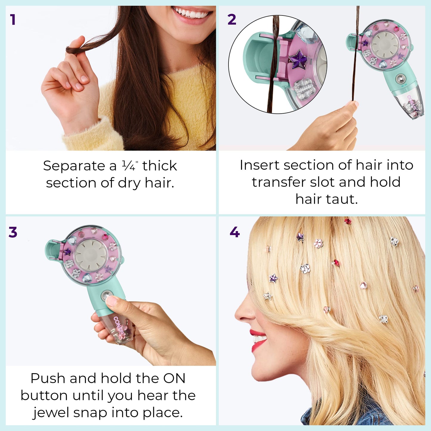 Conair Quick Gems Hair Jeweler - Add Sparkle to Your Hair Easily