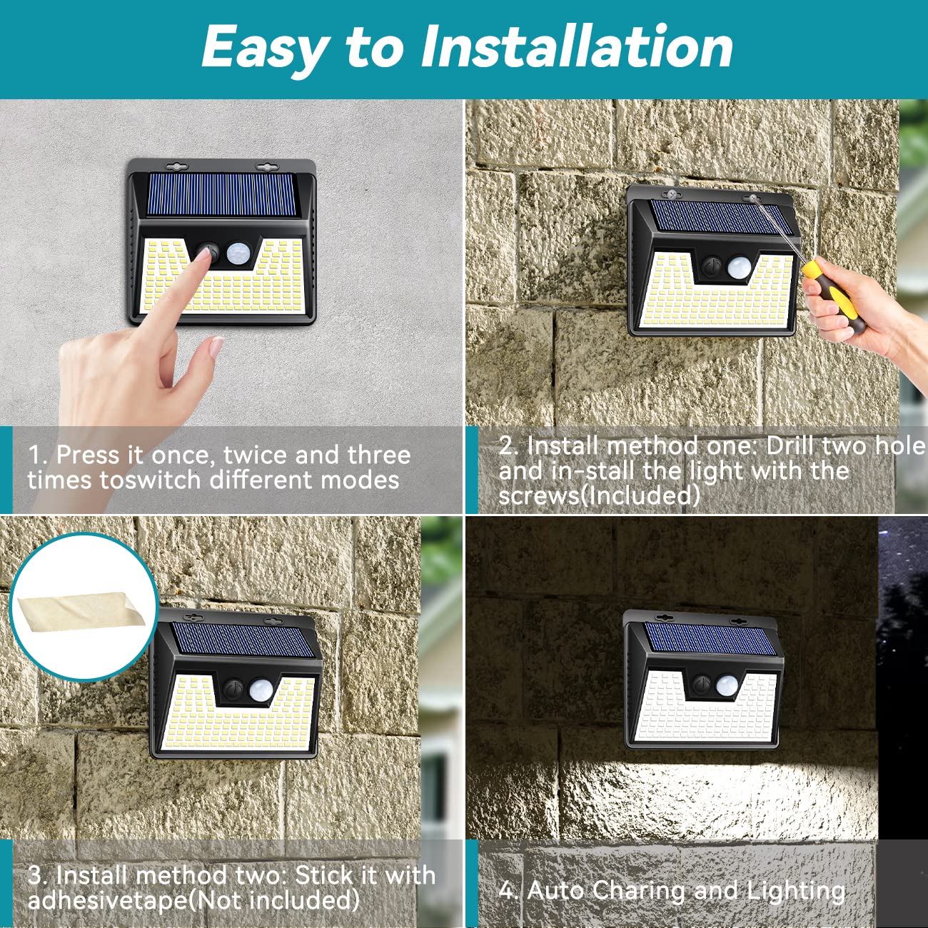 Solar Lights Outdoor Waterproof, [5 Pack/140 LED] kolpop Solar Motion Sensor Light Outdoor Wireless, 3 Modes Led Solar Lights Outdoor, IP65 Solar Security Lights for Fence Garden Yard Deck Garage