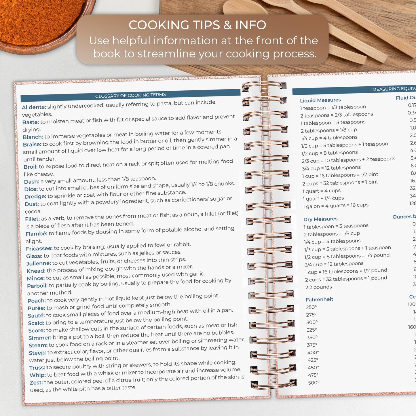 Clever Fox Recipe Book Spiral – Make Your Own Family Cookbook – Blank Recipe Notebook Organizer – Empty Cooking Journal to Write In Recipes – Large Size, 9.3”x11.2”, Hardcover (Rose Gold)