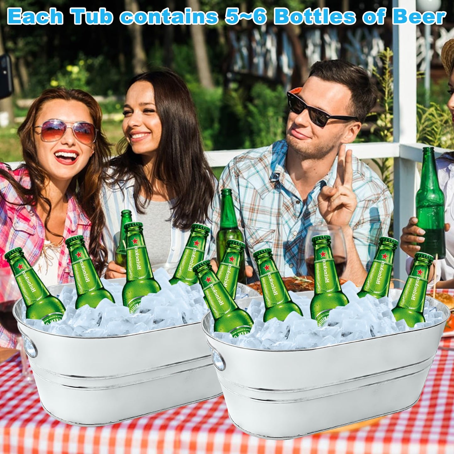 4Pcs 3 Gallon Galvanized Bucket Ice Bucket Large Metal Drink Buckets for Parties Beer Beverage Tub with Scoops for Champagne Cocktails Wine Cooling for Mimosa Bar Supplies