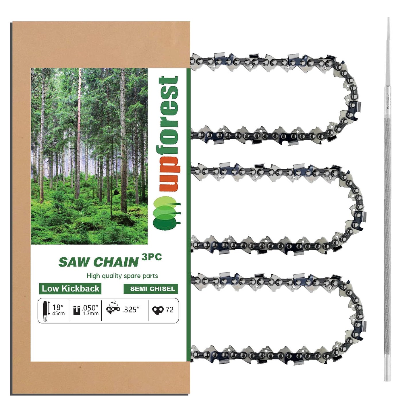 18 Inch Chainsaw Chain .325" Pitch .050" Gauge, 72 Drive Links Fits Husqvarna 440 445,POULAN 295, 315, RYOBI RY10518,MAKITA DCS430,JONSERED CS2245,Husqvarna 36*, 40, 41*,Echo CS-400EVL,H72 (3 Chains)