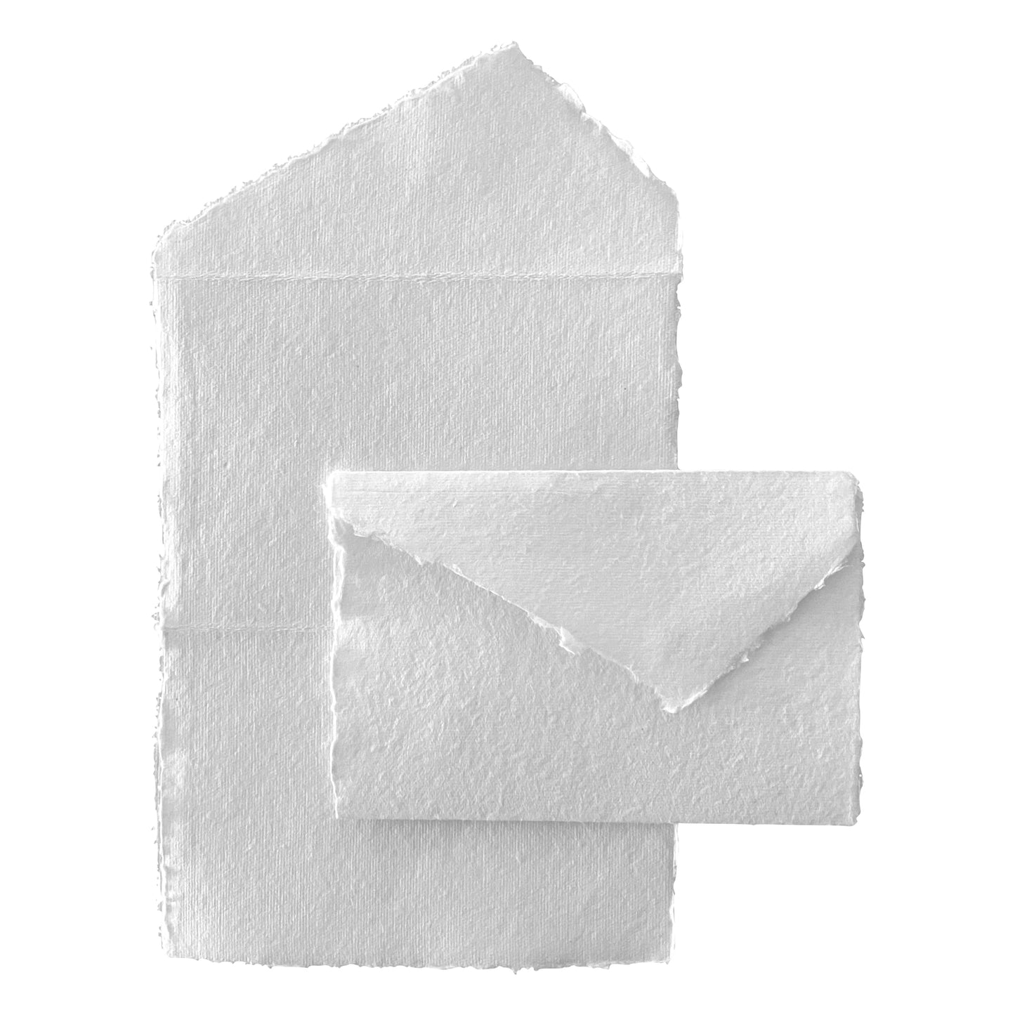 Wanderings Handmade White Deckle Edge All-in-One Card Envelopes - 4" x 6" (10.5 x 16cm) - Package of 25 - for Announcements Wedding Invitations Greeting Cards Crafts - 150 GSM