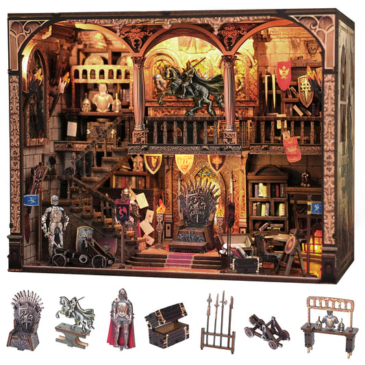 Book Nook Kit - DIY Tiny House with LED Light and Type-C Port,Ideal Craft Gift for Adults & Teens,Beautiful Bookshelf Décor for All Occasions