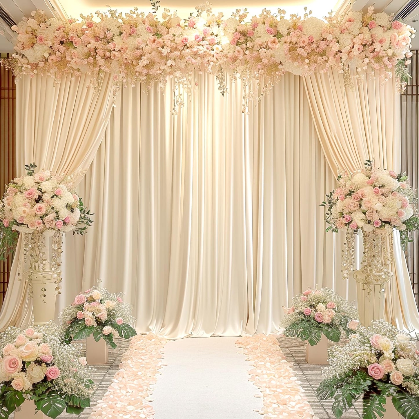 10x10 Champagne Backdrop Curtain for Parties Wedding Baby Shower Wrinkle Free Photo Curtains Backdrop Drapes Fabric Decoration for Bridal Shower 5ft x 10ft,2 Panels