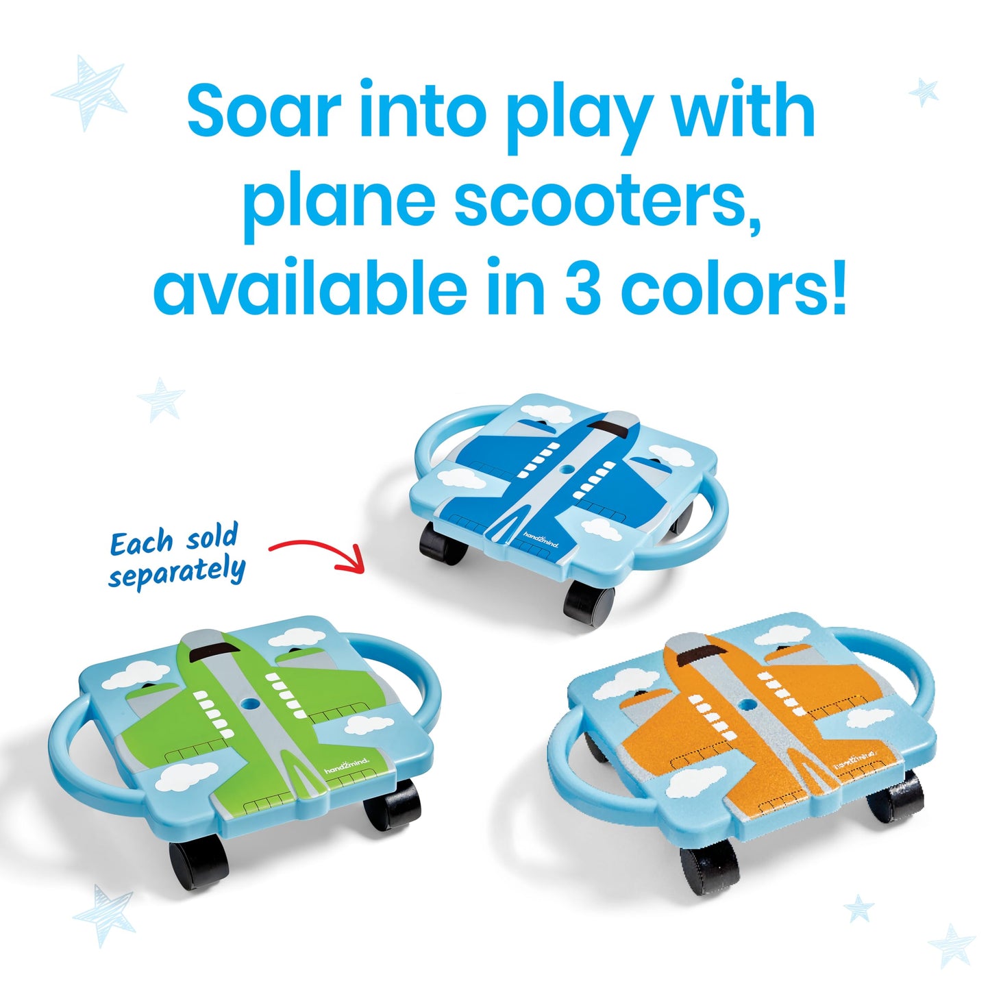 hand2mind Green Plane Glider Scooter Board, Floor Scooter Board, Gross Motor Toys, Kids Exercise & Physical Education Equipment, Playground Toys, Indoor Active Play, Toddler Outdoor Activities