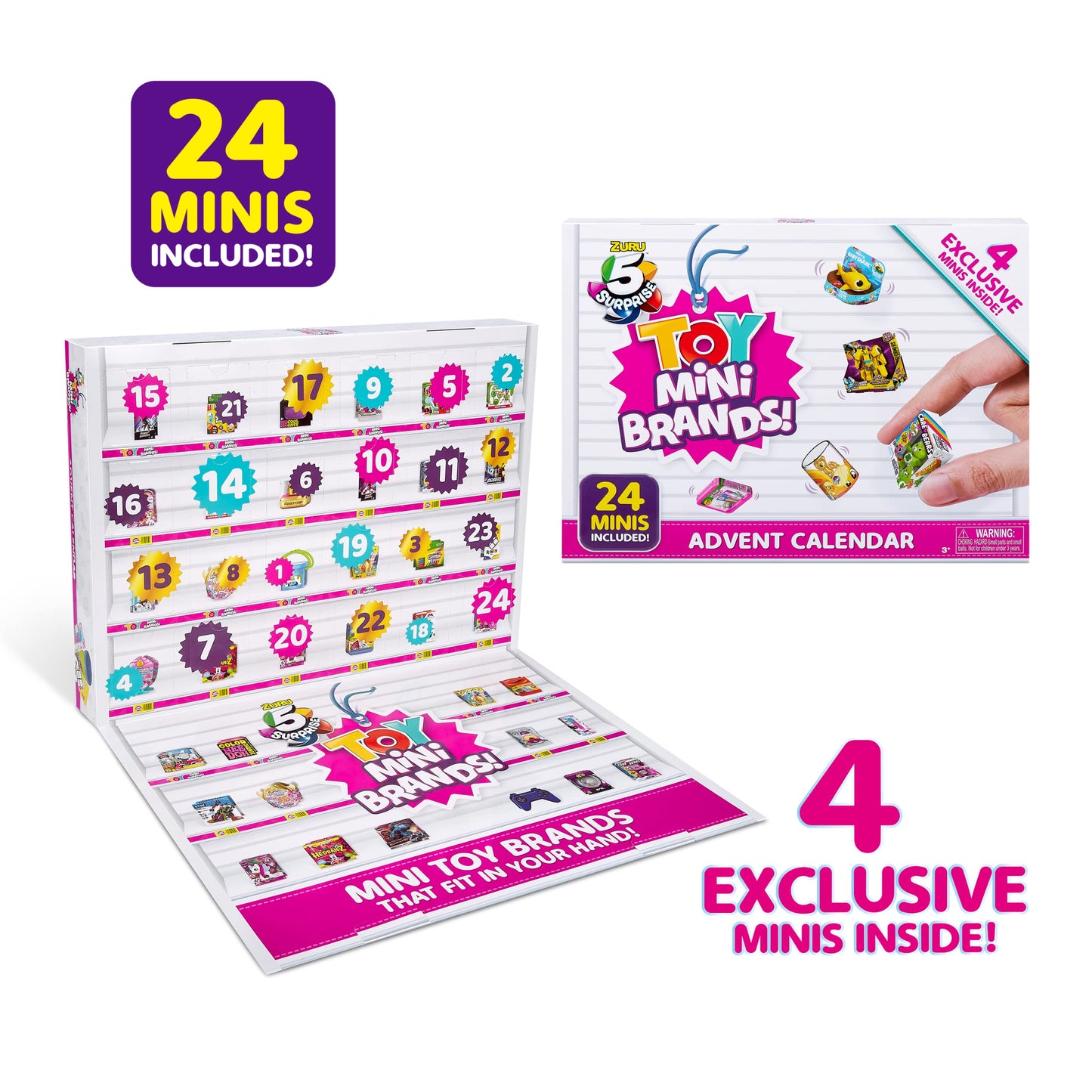 5 Surprise Toy Mini Brands Limited Edition Advent Calendar by ZURU with 24 Surprise Pack & 4 Exclusive Minis, Toys Mystery Capsule Real Miniature Brands Collectibles
