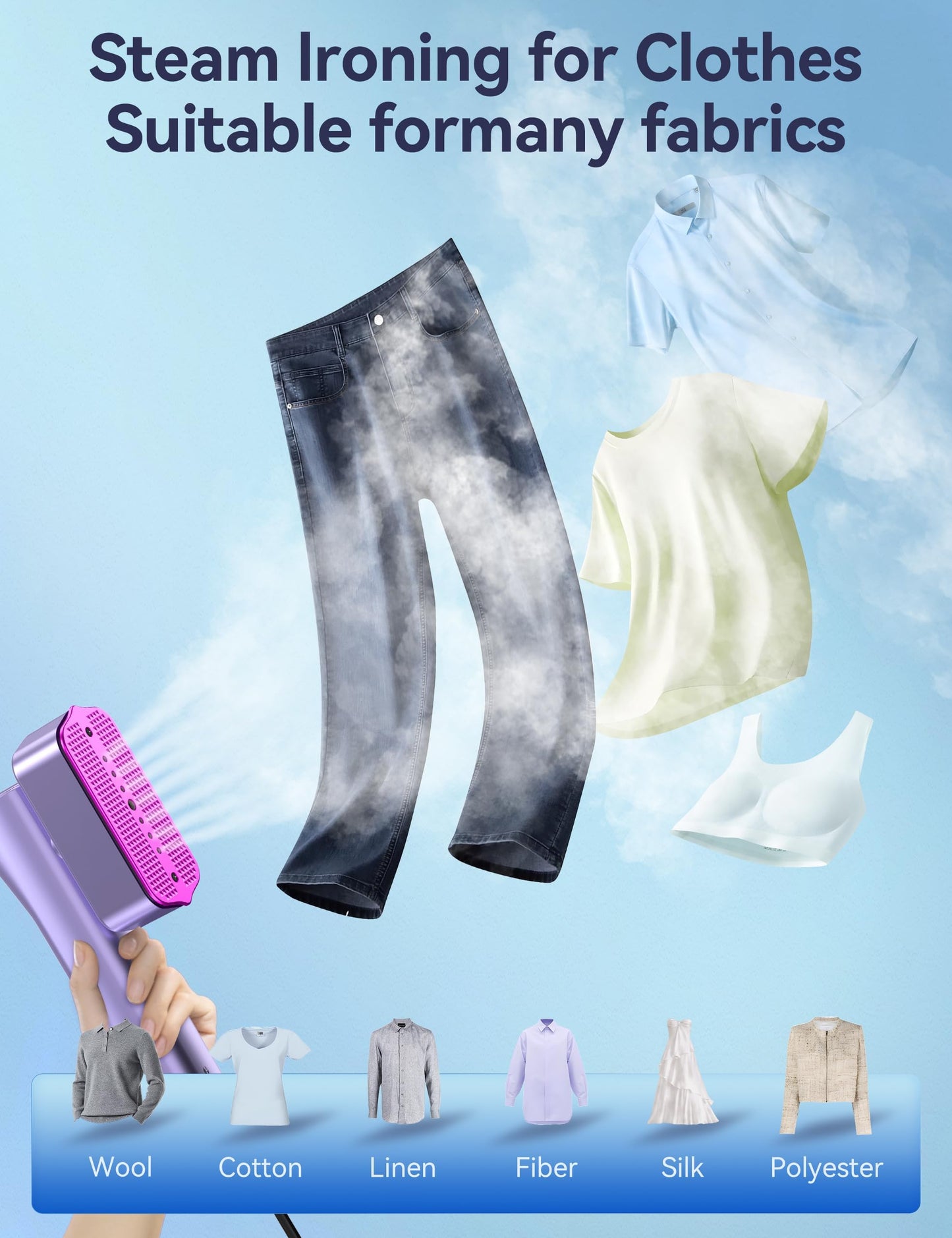 Steamer for Clothes,Sundu Portable 2 In 1Handheld Garment Steamer,15s Fast Heat-up,100ml Water Tank,Steamer Ironing Gloves,20 Minutes of Continuous Ironing Removes Wrinkle for Home,Office and Travel