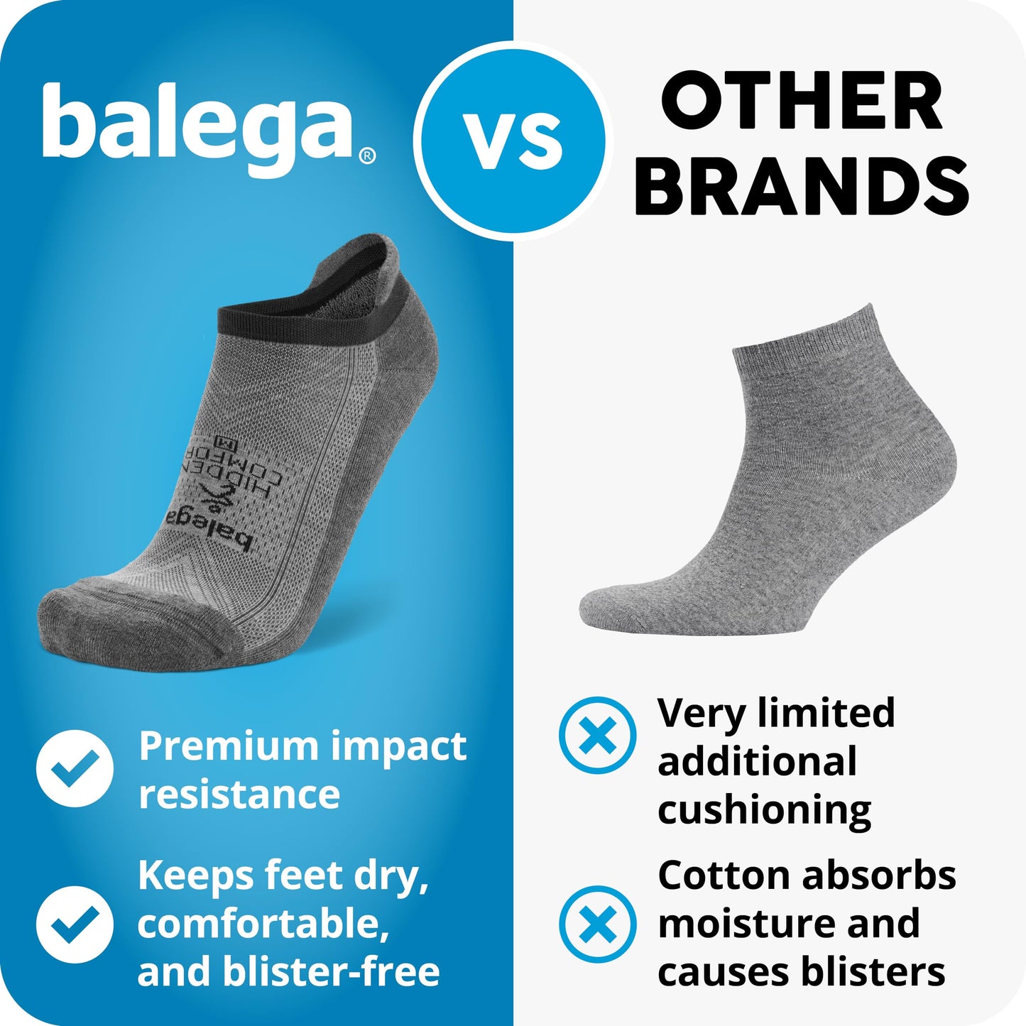 Balega Hidden Comfort Performance No Show Athletic Running Socks for Men and Women (3-Pack), Black, Large
