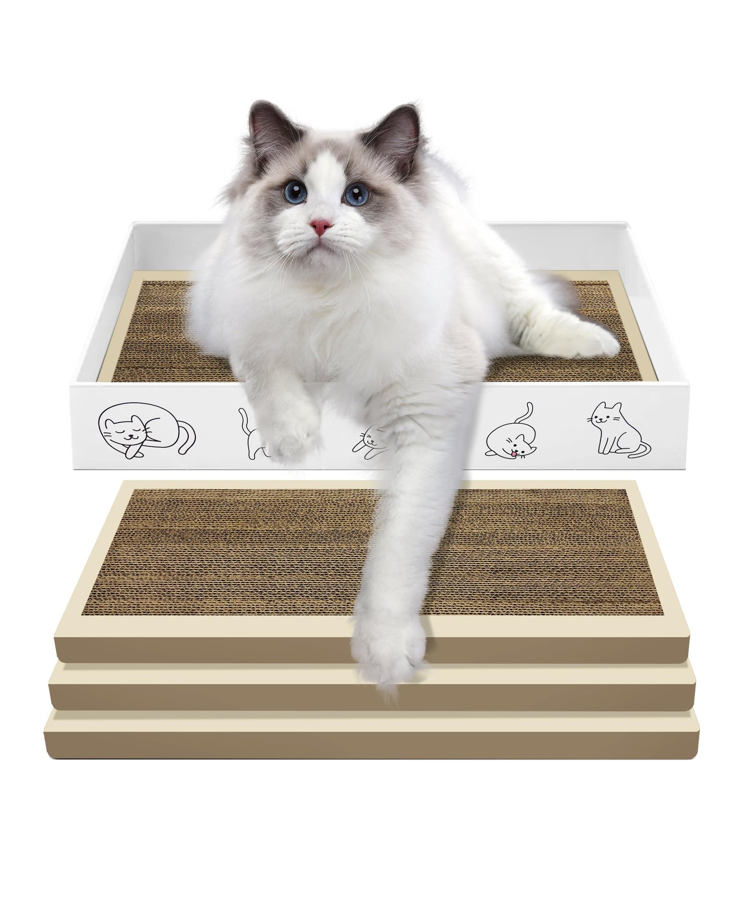 Durham Paper Canada Cat Scratcher Pad Cardboard 23 in x 12 in 1.2 in (3 PC) Reversible and Durable Pads for Small Medium and Large Cats