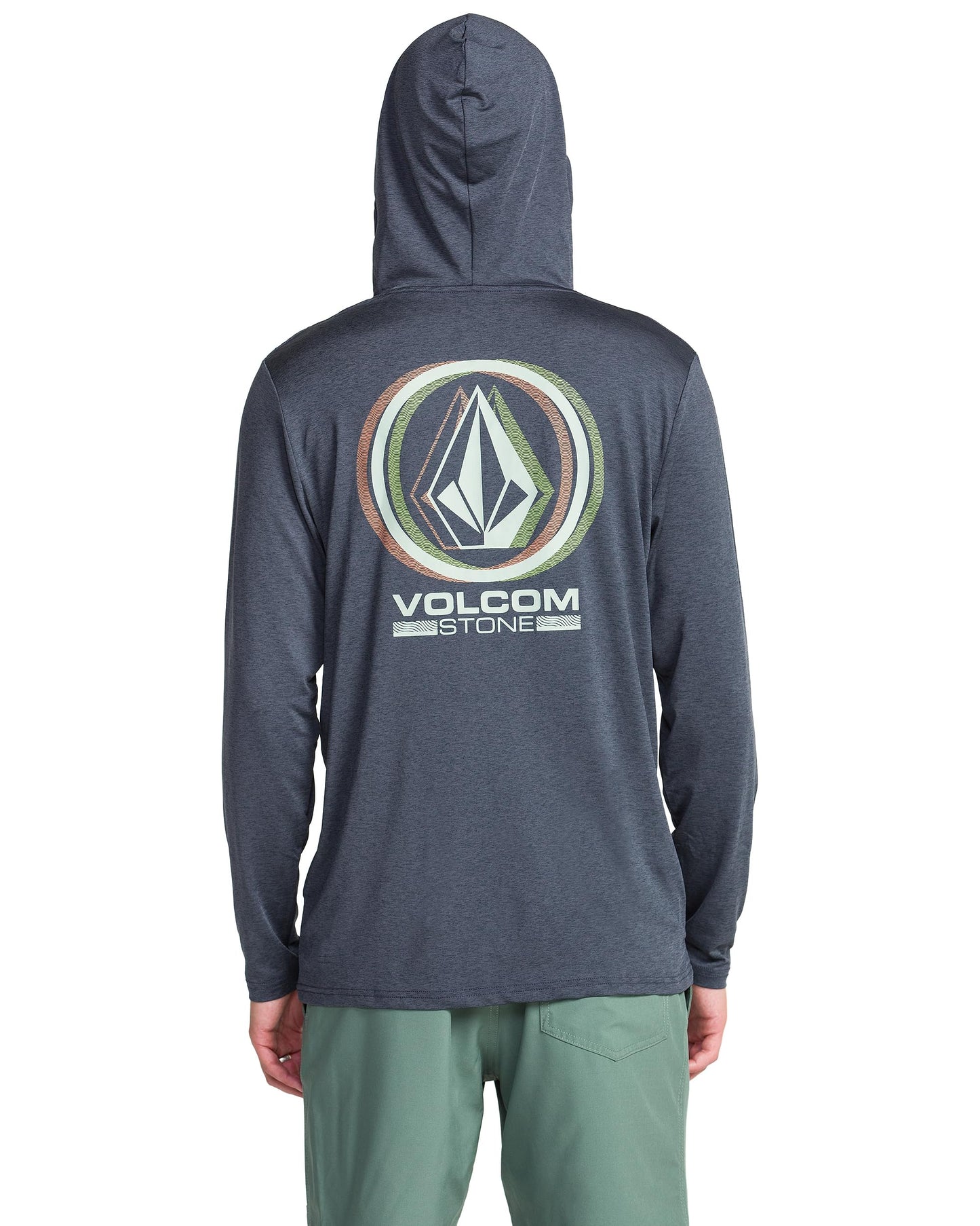 Volcom Men's Hooded Long Sleeve Lightweight Sun Shirt, Dark Slate, Large