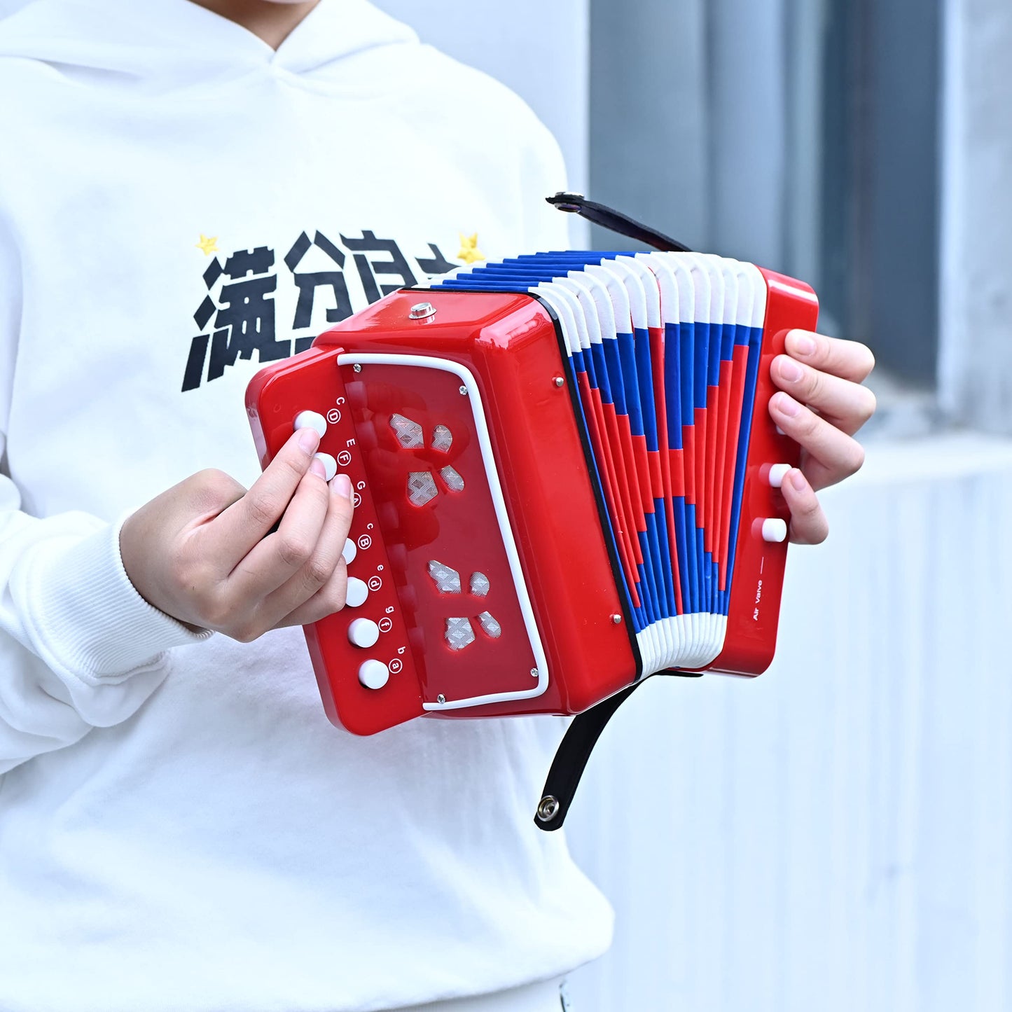 LIEKE Kids Accordion 10 keys Button,Musical Instrument,Accordions Gift for Beginners (Red)