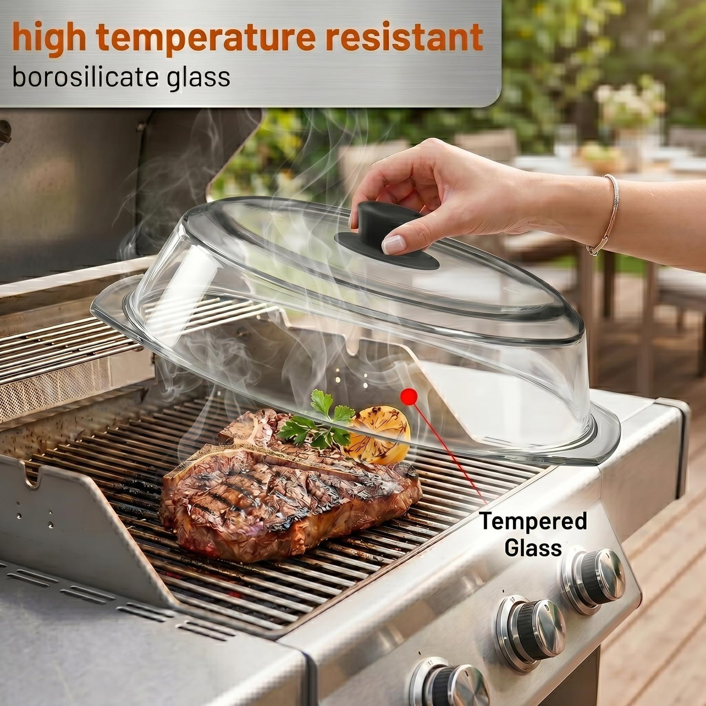 Bezrat Microwave Tall Glass Plate Cover For Food | Splatter Guard Lid with Easy Grip Silicone Handle Knob & Steam Vents | 100% Food Grade | BPA Free and Dishwasher Safe | Plates and Bowls 10 x 3 Inch