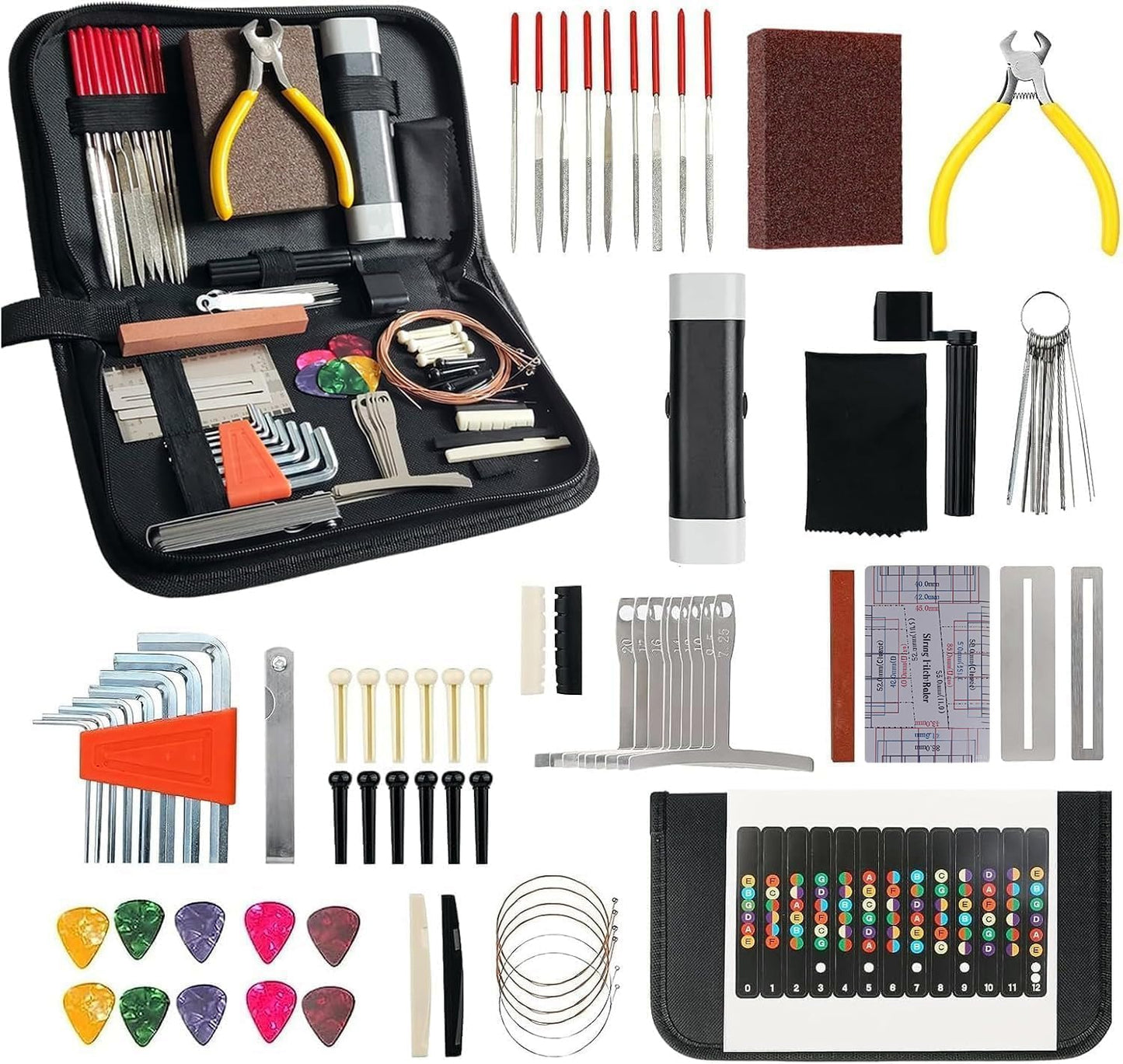 72PCS Guitar Tool Kit, Professional Guitar Maintenance Tool Kit for Guitar Ukulele Bass Banjo Luthier Tools Guitar Repair Tool Kit for Guitar Player or String Instrument Enthusiast Beginner