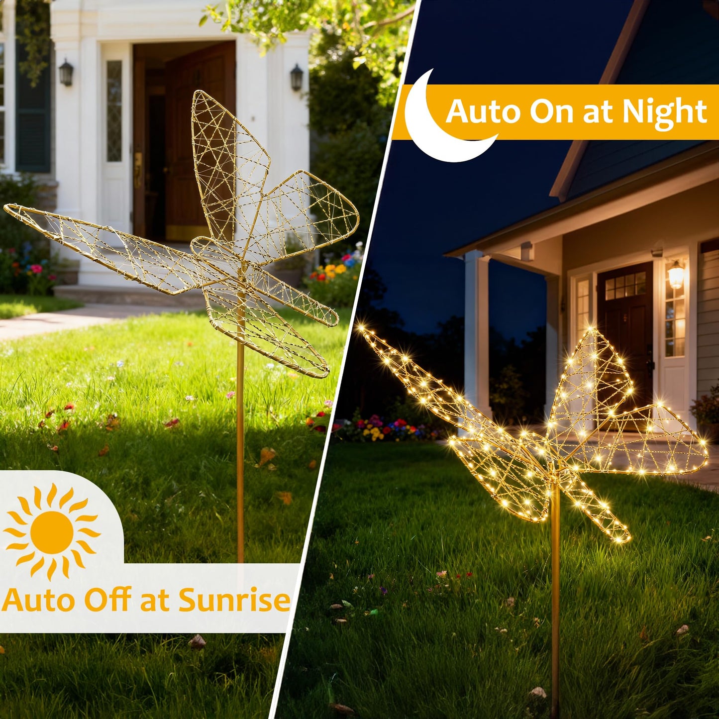 Solar Lights Outdoor - Solar Garden Lights Butterfly Decor with 240LED, Solar Powered Iron Waterproof Easy to Install for Pathway Garden Decorations Patio Decor Yard Decoration