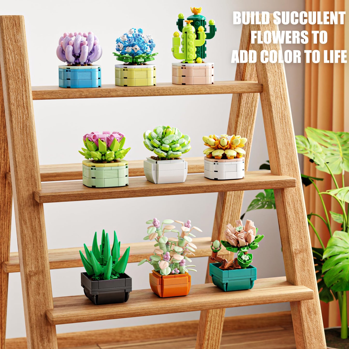 TYCOLE Tiny Flowers Succulents Artificial Plant Set-Creative Botanical Building Block 9 in 1 Toy, Botanical Collection for Office&Home Decor,Christmas Birthday Gift for Adults and Kids 8-12(832 PCS)
