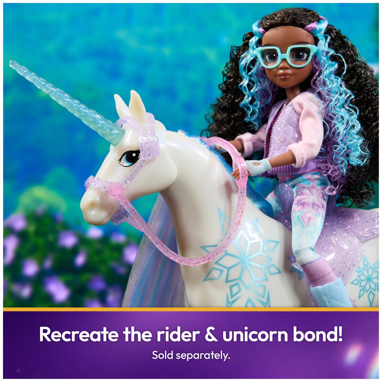 Unicorn Academy, Power of Friendship Glacier, Easter Gifts Idea, Dolls & Unicorn Toys for Girls, Includes Translucent Saddle & Bridle, 11”