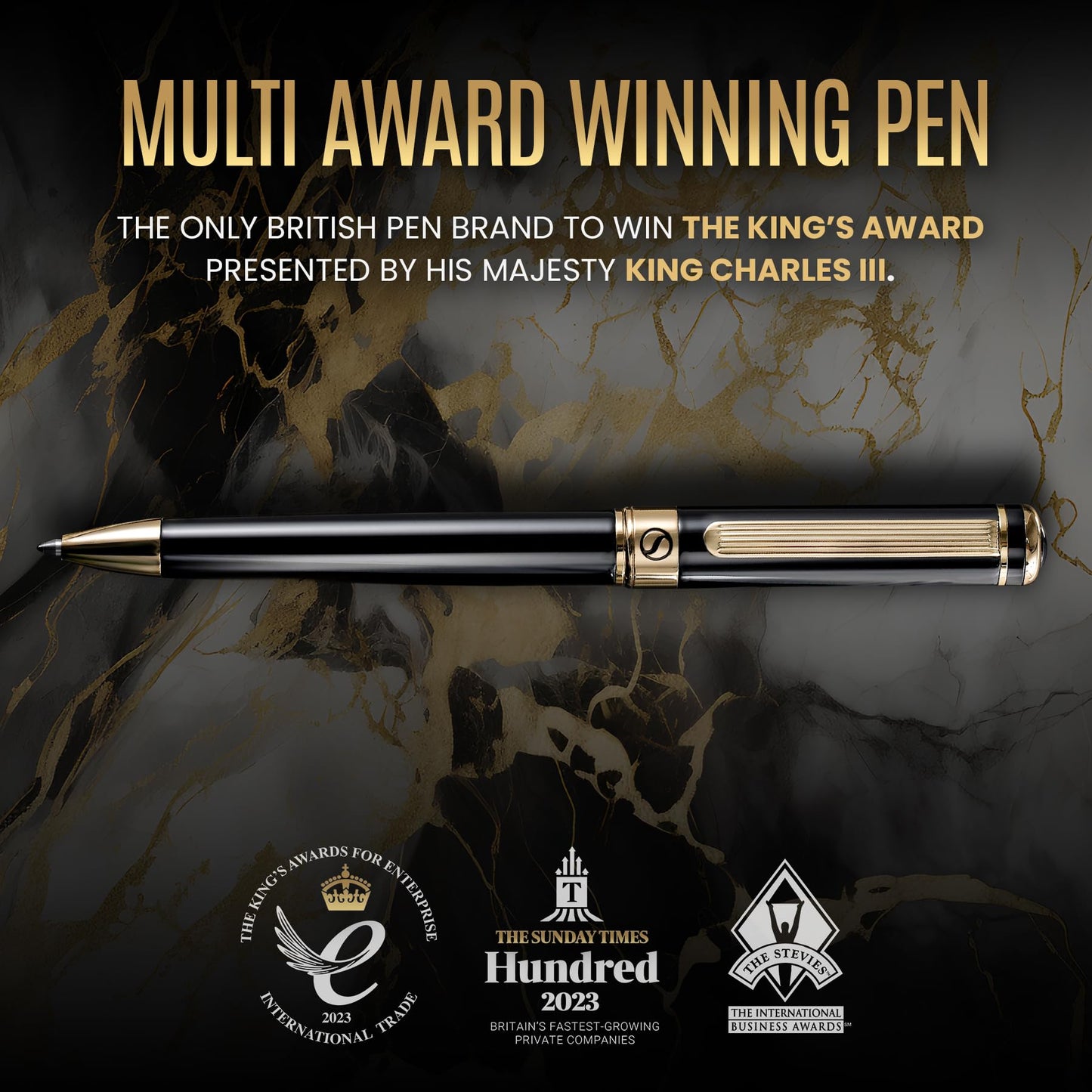 Scriveiner Black Lacquer Ballpoint Pen - Stunning Luxury Pe, Real Gold Plating, Schmidt Black Refill, Best Ball Pen Gift Set for Men & Women, Professional, Executive, Office, Nice Pens