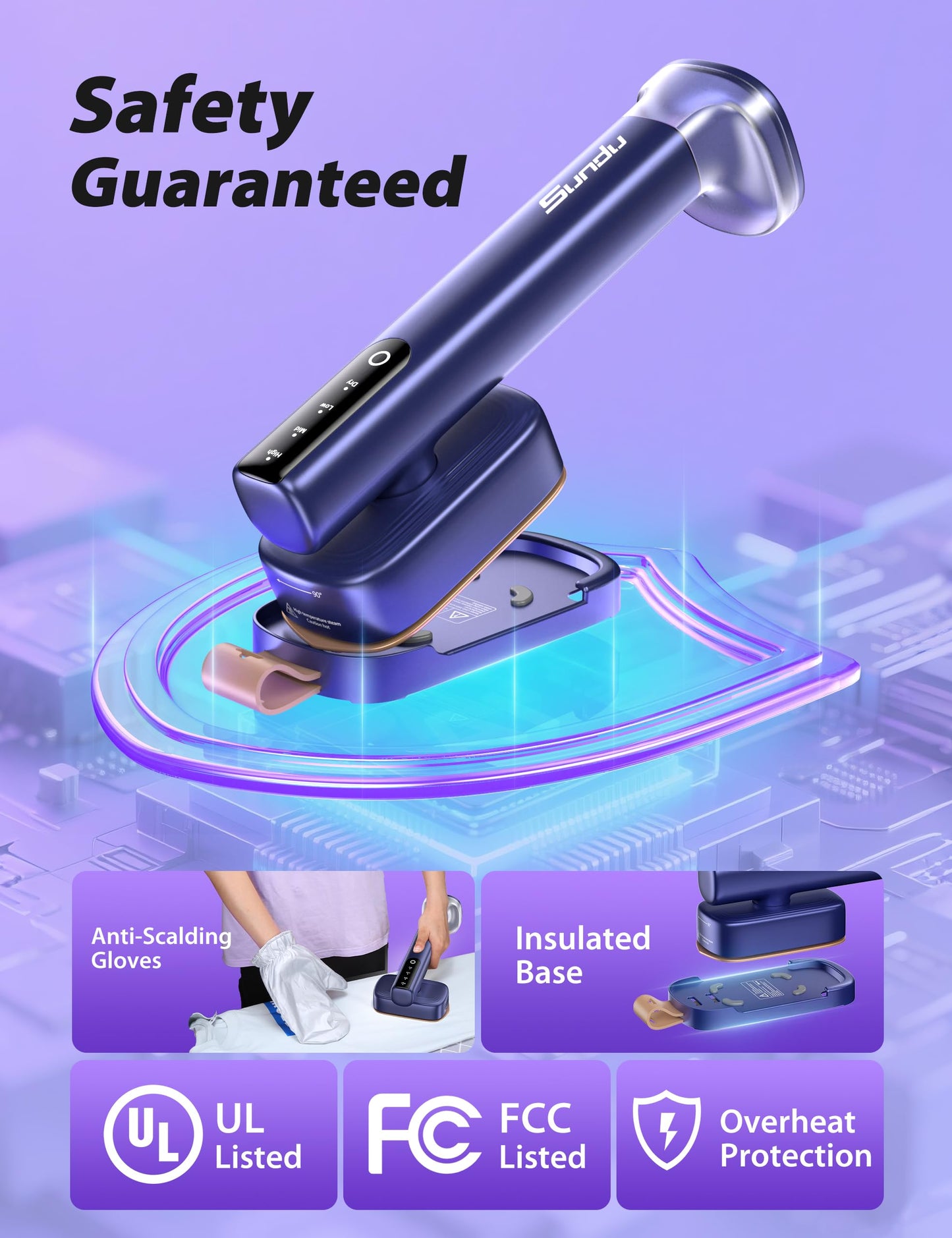 Steamer for Clothes Portable Handheld Garment Steamer,15s Fast Heat-up,180ml Tank,Steamer Ironing Gloves,35 Minutes of Continuous Ironing for Travel and Home(Navy Blue)