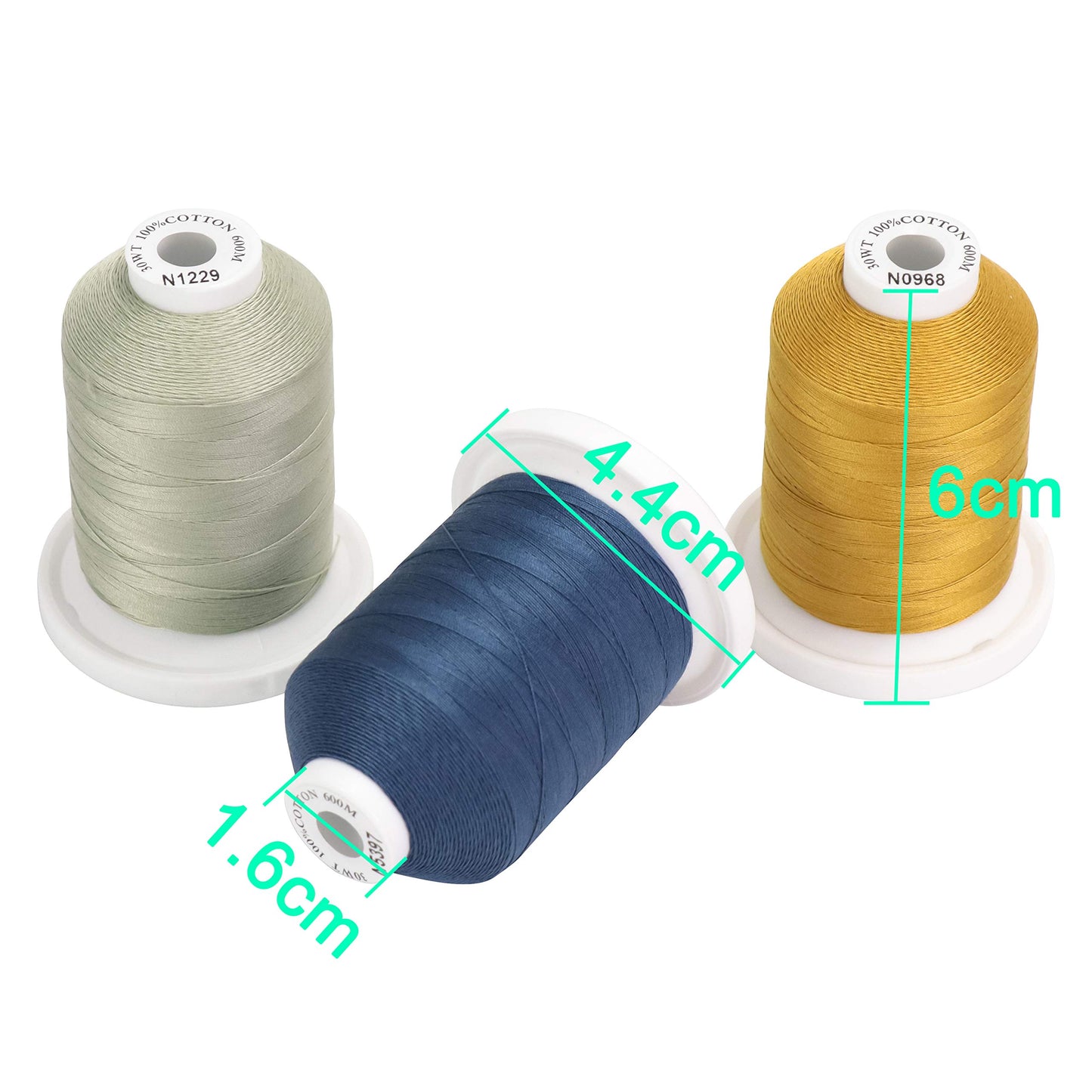 New brothread - 18 Options - Multi-Purpose 100% Mercerized Cotton Threads 50S/3 600M(660Y) Each Spool for for Quilting, Serger, Sewing and Embroidery - 12 Neutral&Jean Colors