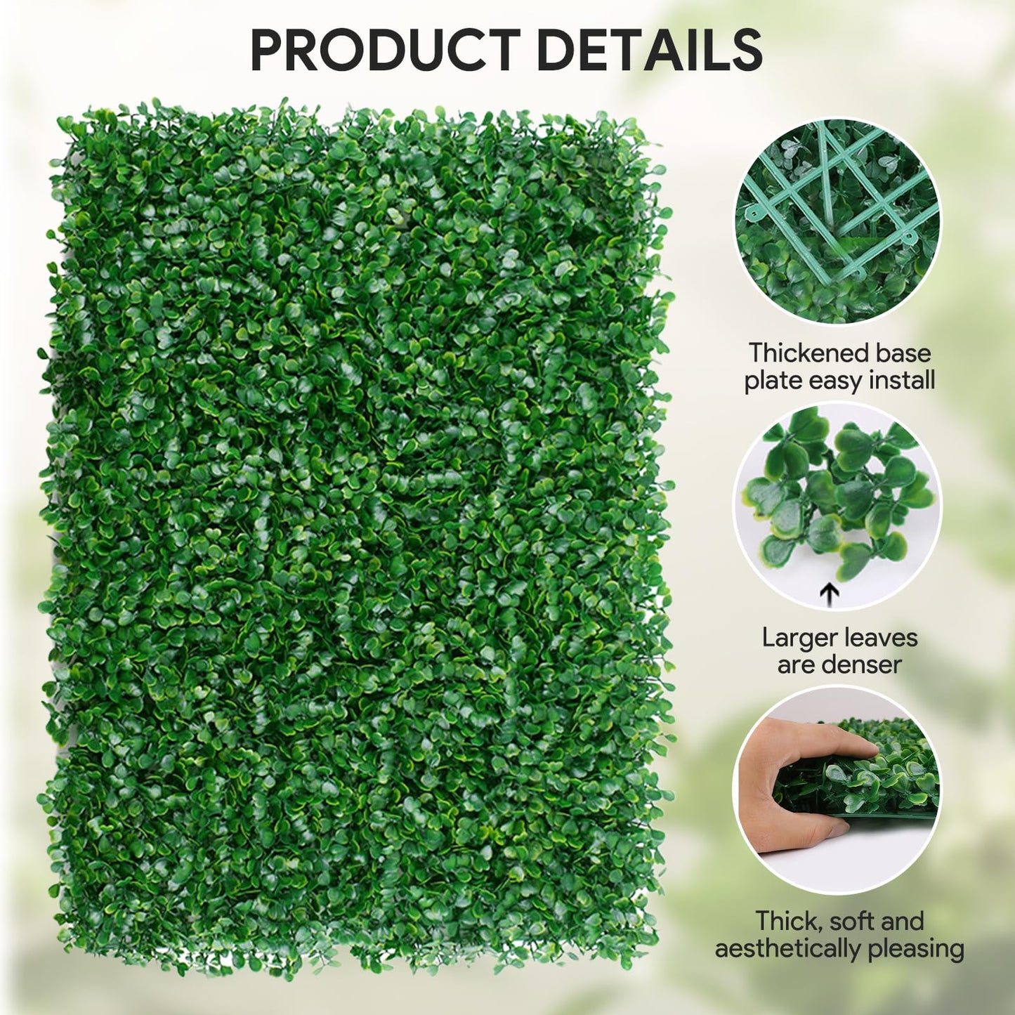 24 PCS 24" X 16" Artificial Boxwood Panels, Grass Decorate Wall Panels, Realistic Green Plant Panel, UV Protected, Fake Hedge for Decor Privacy Fence for Backyard, Garden, Fence