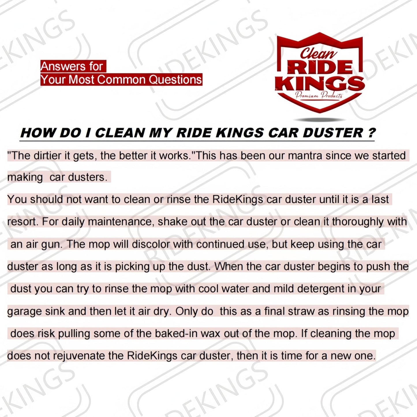 RIDE KINGS Car Duster Exterior Scratch Free,Car Dust Brush with Extendable Telescoping Handle to Remove Dust Pollen,Duster for Car,Truck,RV and Motorcycle,Large Auto Mop Duster Head, Wax Cotton Hair