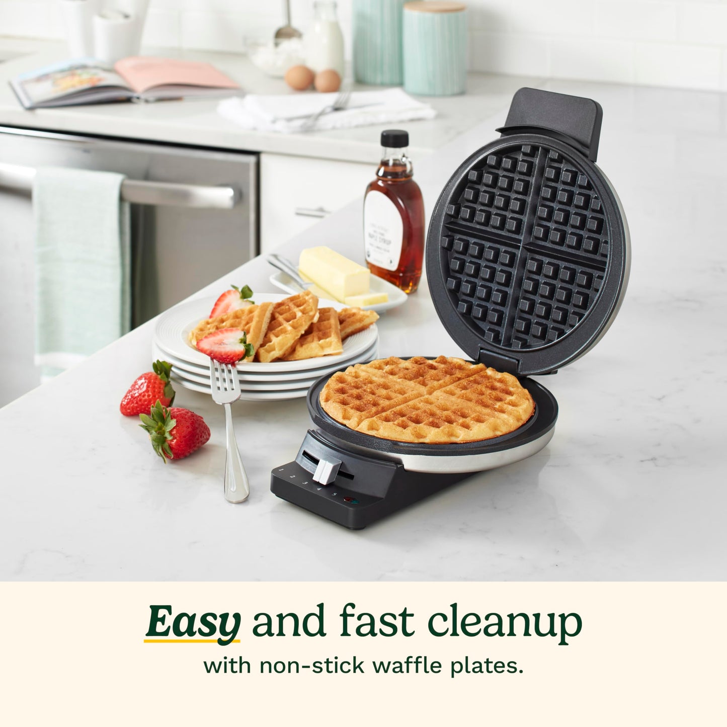 Cuisinart Traditional Round Waffle Maker, 5-Setting Browning Control, Quick Heat-Up (WMR-CAC)