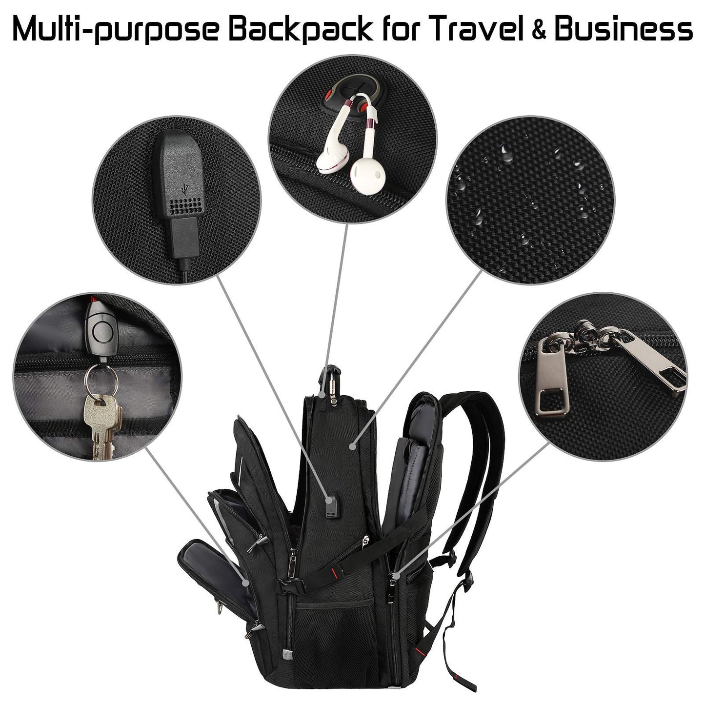 18.4 Laptop Backpack Men,Women 55L Extra Large Gaming Laptops Backpack with USB Charger Port,TSA Friendly Flight Approved and RFID Anti-theft Pocket,Water Resistant Suiltable for Traveling & Business