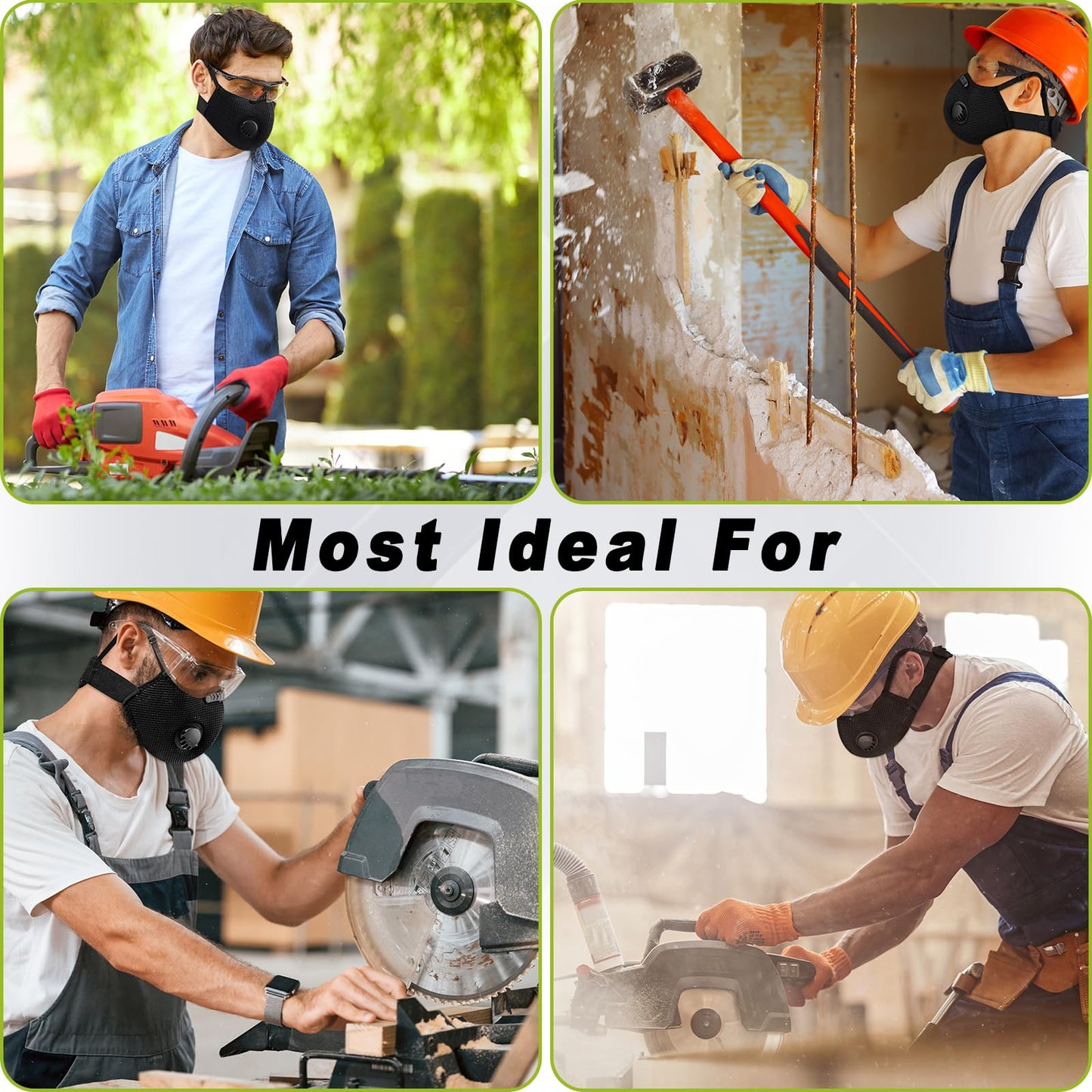 BASE CAMP Upgrade M Plus Dust Mask, Breathable Reusable Dust Face Mask with 6 Activated Carbon Filters for Woodworking Mowing