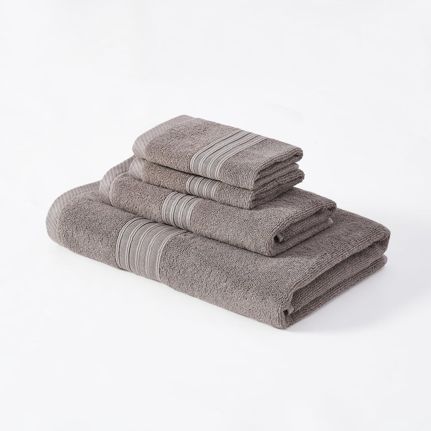 Modern Threads 6 Piece Set, 2 Bath Towels, 2 Hand Towels, 2 Washcloths Yarn Dyed Jacquard/Solid Towel Set Ophelia Fawn