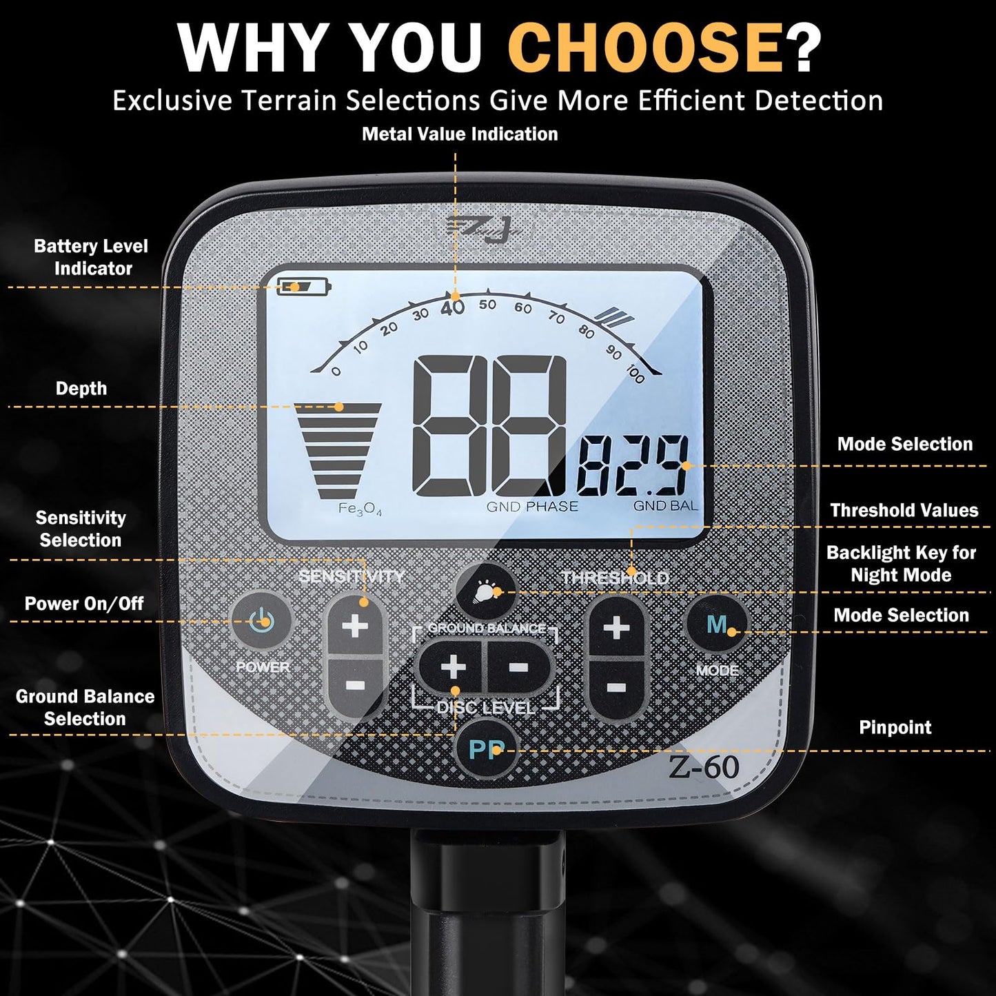 16" Detection Depth Metal Detector for Adults,High Accuracy Professional Metal Detector kit with Double-D Waterproof Coil,19.2 kHz Beach Metal Detector and Pinpointer,4 Professional Modes,LCD Display