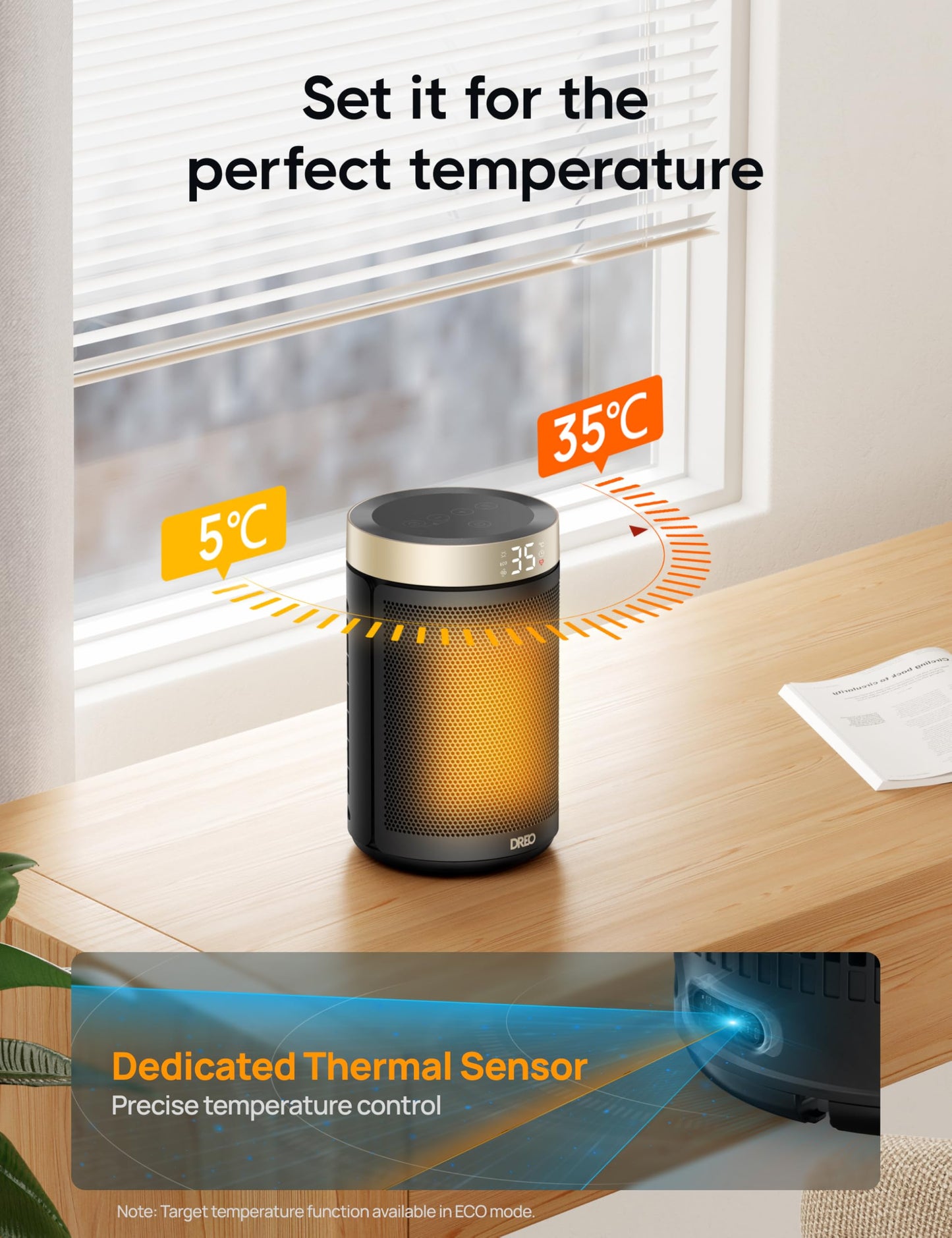 DREO Space Heater for Indoor Use, 1500W PTC Ceramic Safety Heater with Thermostat for Bedroom Home Office, Portable Electric Heaters with Remote, 3 Modes, Overheat & Tip Over Protection, 12H Timer